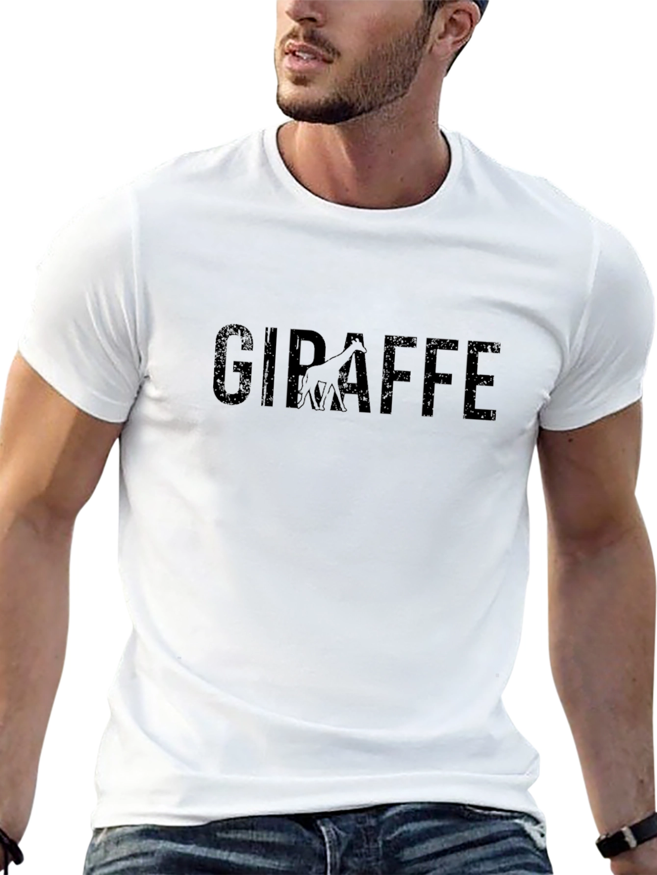 Giraffe Graphic Print Black T-Shirt