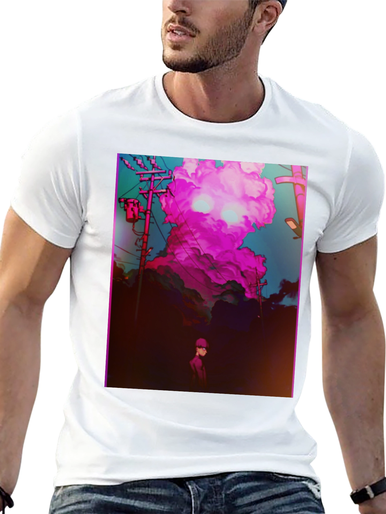 Anime Pink Cloud Graphic Tee