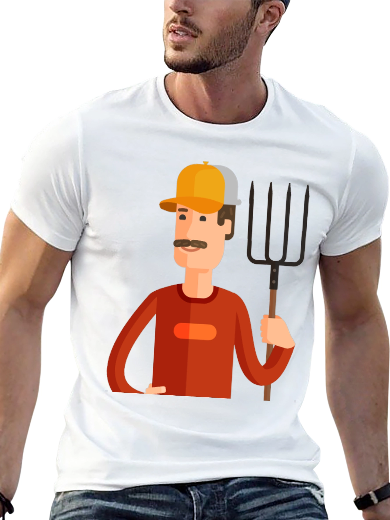 Cartoon Farmer Graphic Tee - Black