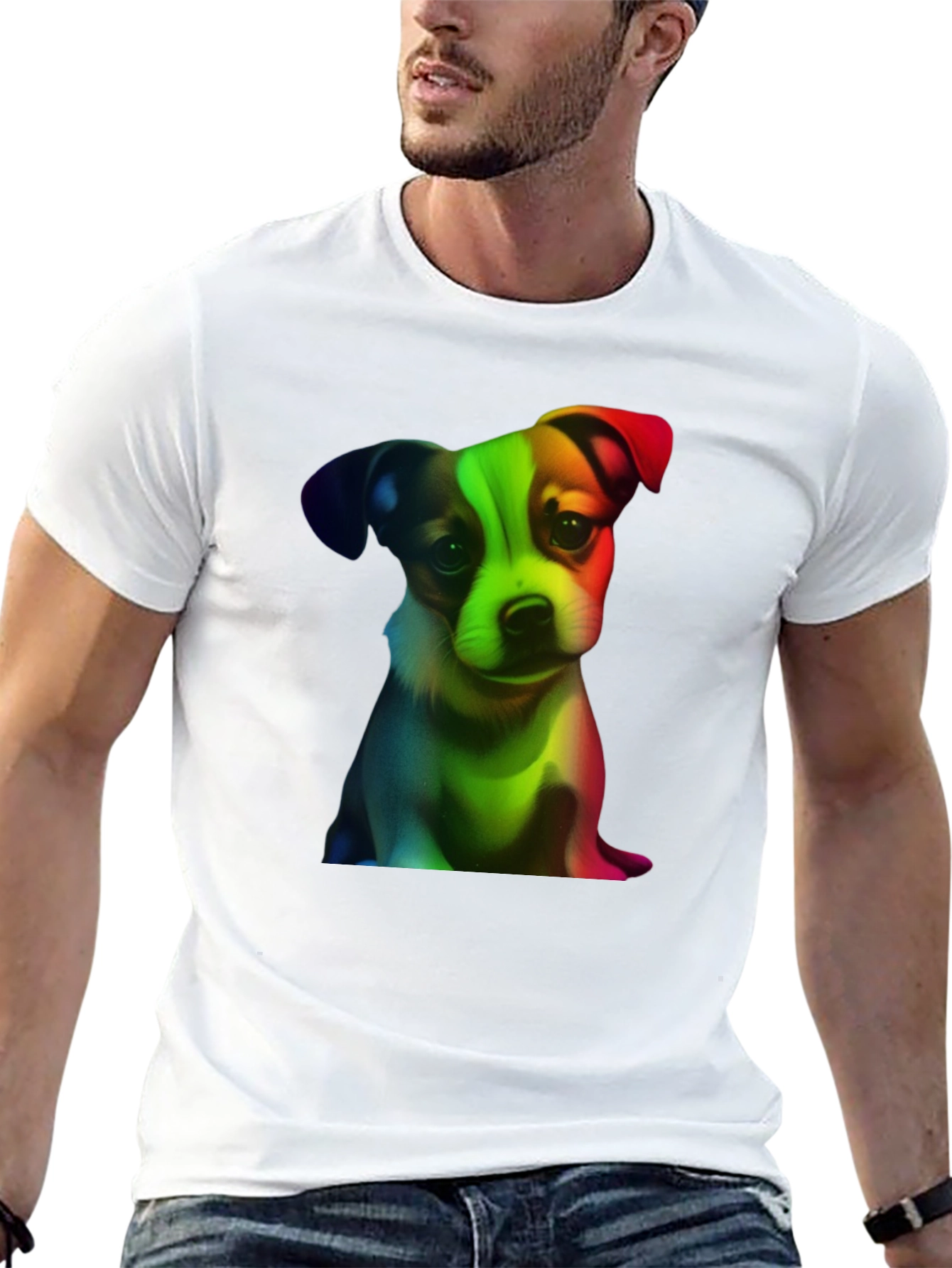 Rainbow Puppy Graphic Tee - Black
