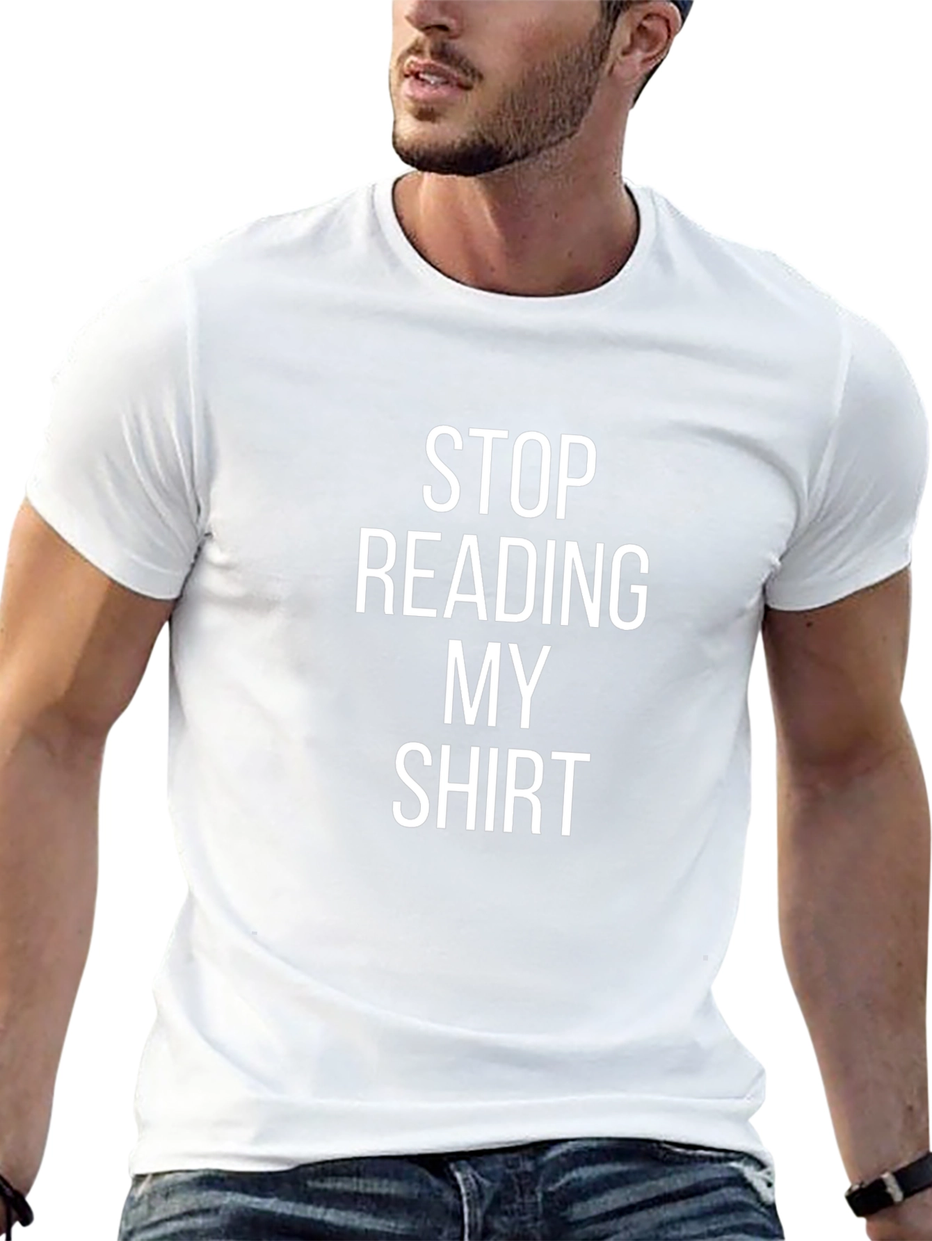 Funny Stop Reading My Shirt Black Cotton Tee