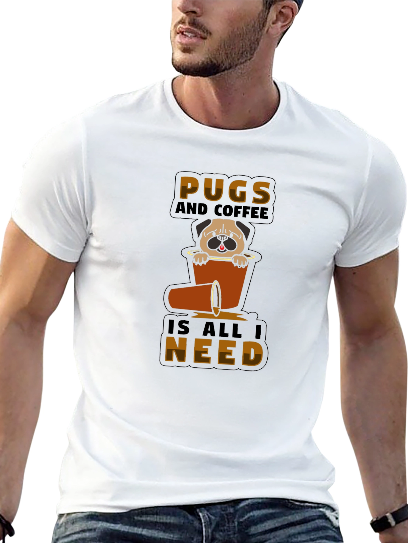 Pugs and Coffee Graphic T-Shirt