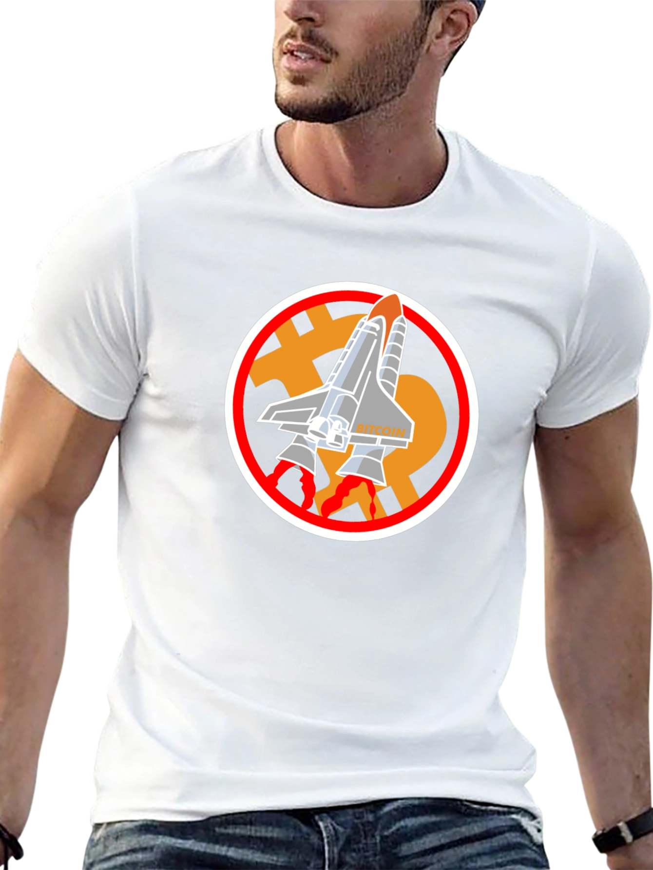 Bitcoin Rocket T-Shirt - Crypto Space Tee