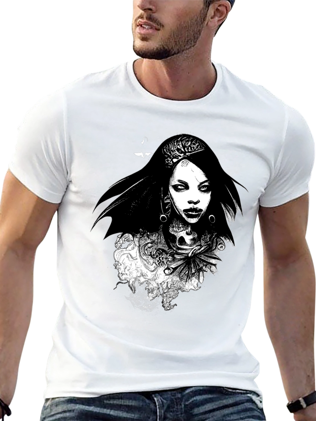 Black Graphic Tee - Gothic Woman