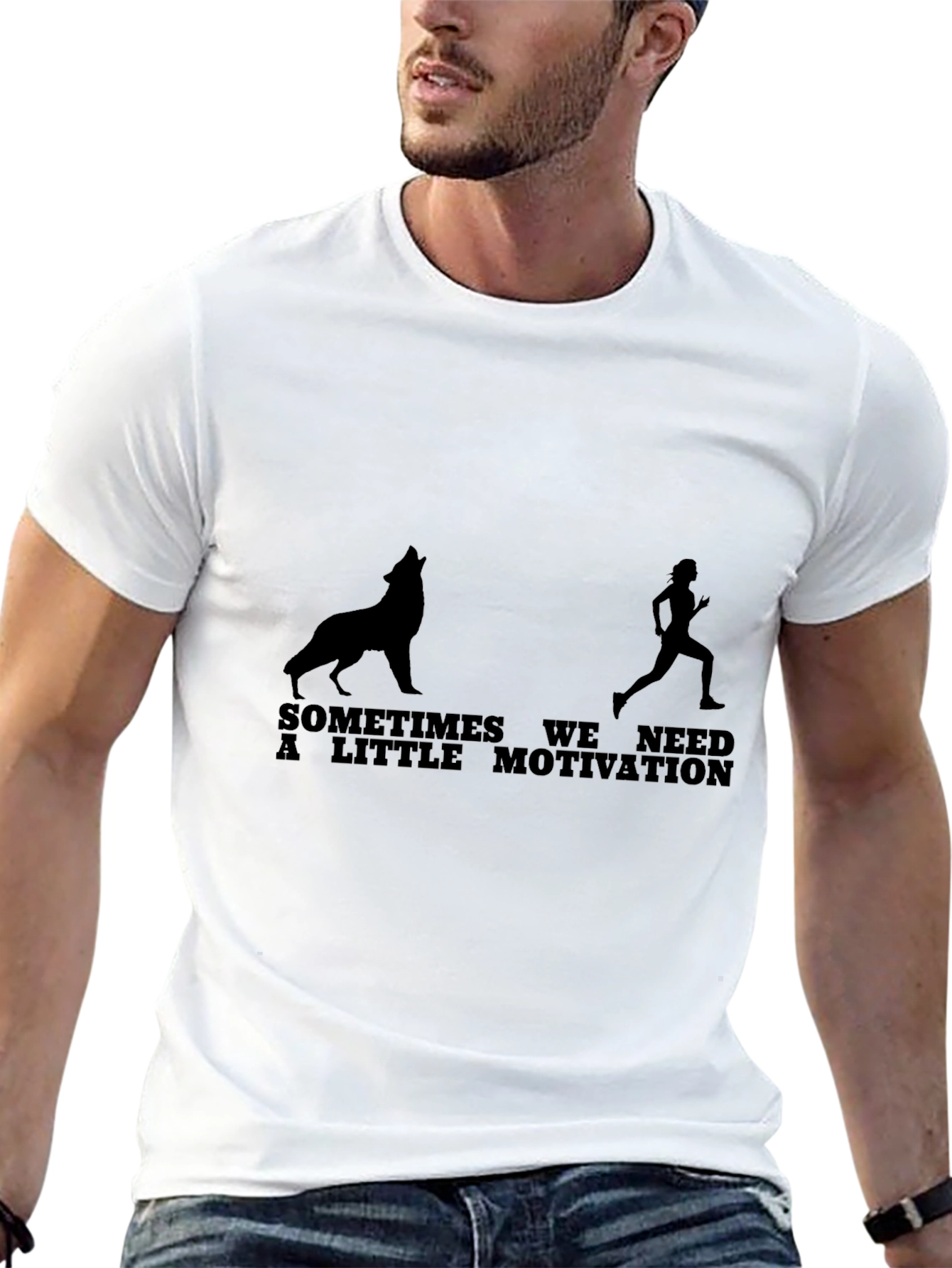 Motivational Wolf Runner Black T-Shirt