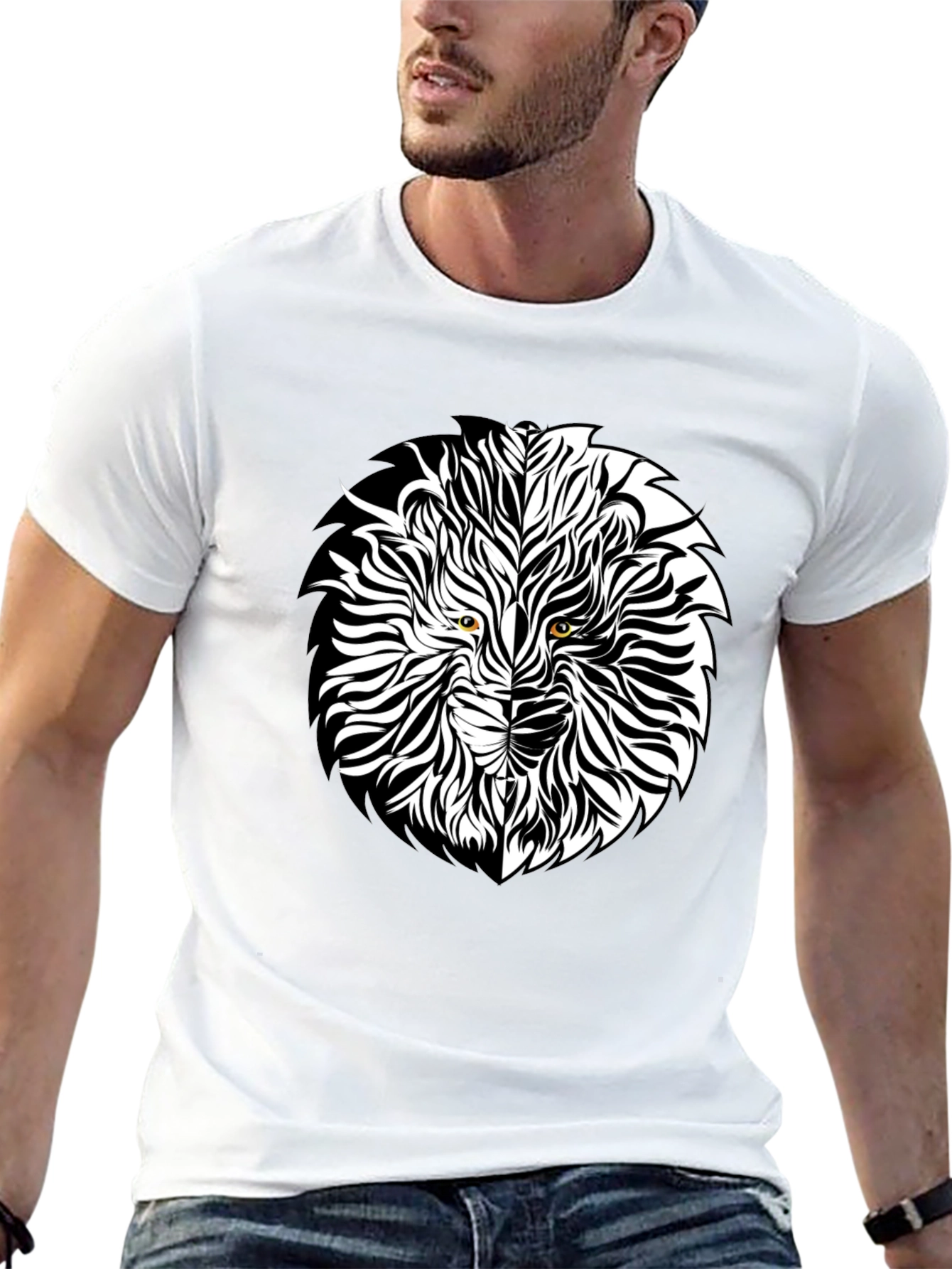 Lion Face Graphic Black T-Shirt