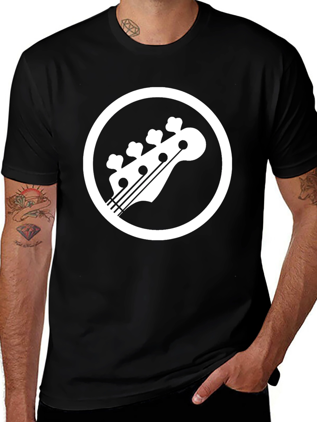 Bass Guitar Headstock T-Shirt - Music Lover Tee