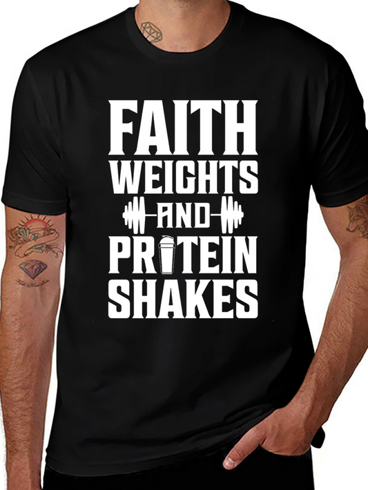 Faith Weights Protein Shakes Black Graphic T-Shirt