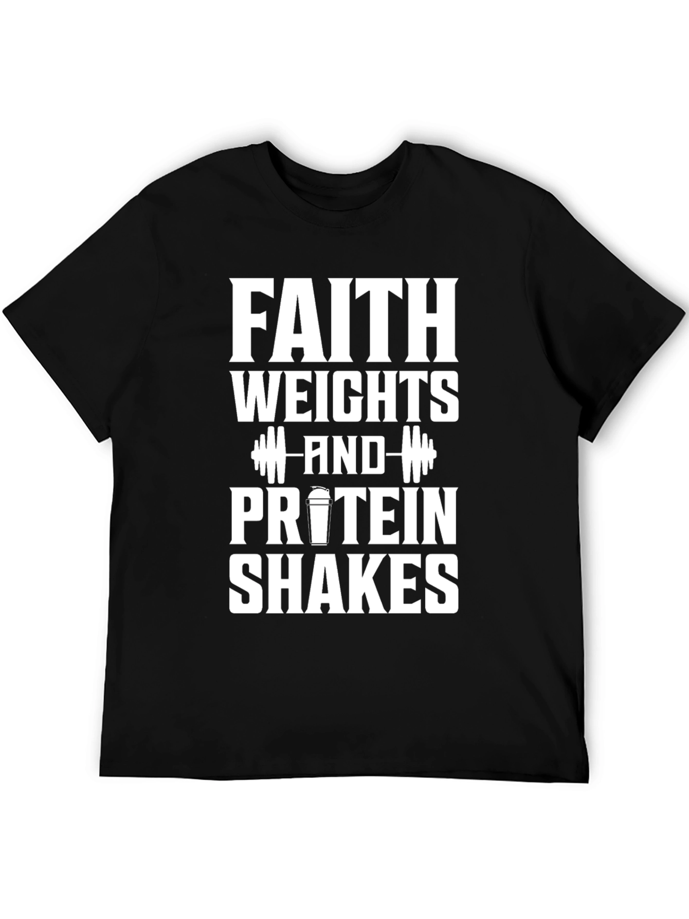 Faith Weights Protein Shakes Black Graphic T-Shirt