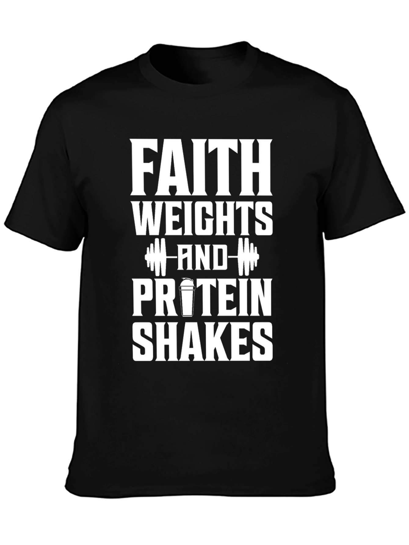 Faith Weights Protein Shakes Black Graphic T-Shirt