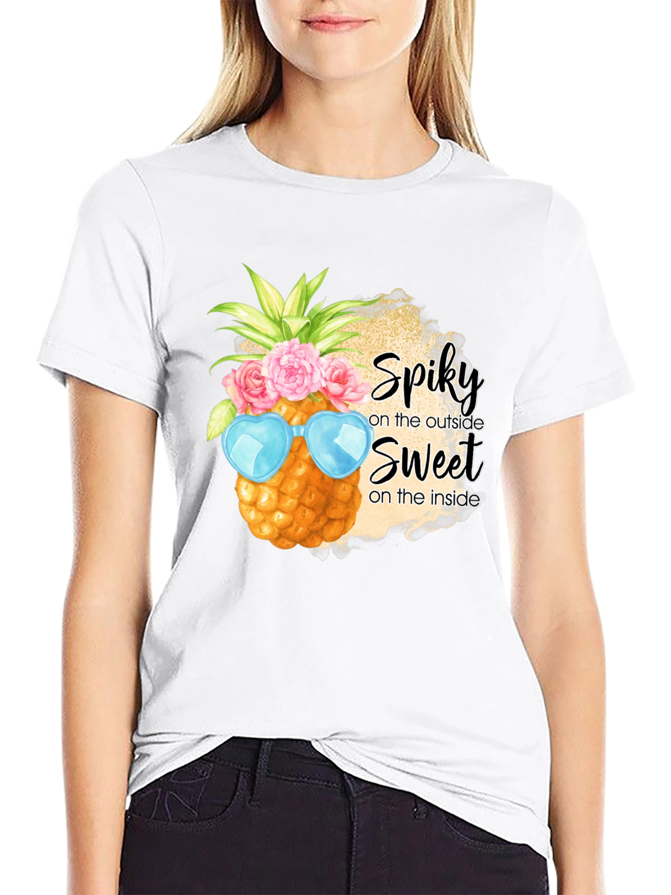 Spiky Sweet Pineapple Graphic T-Shirt