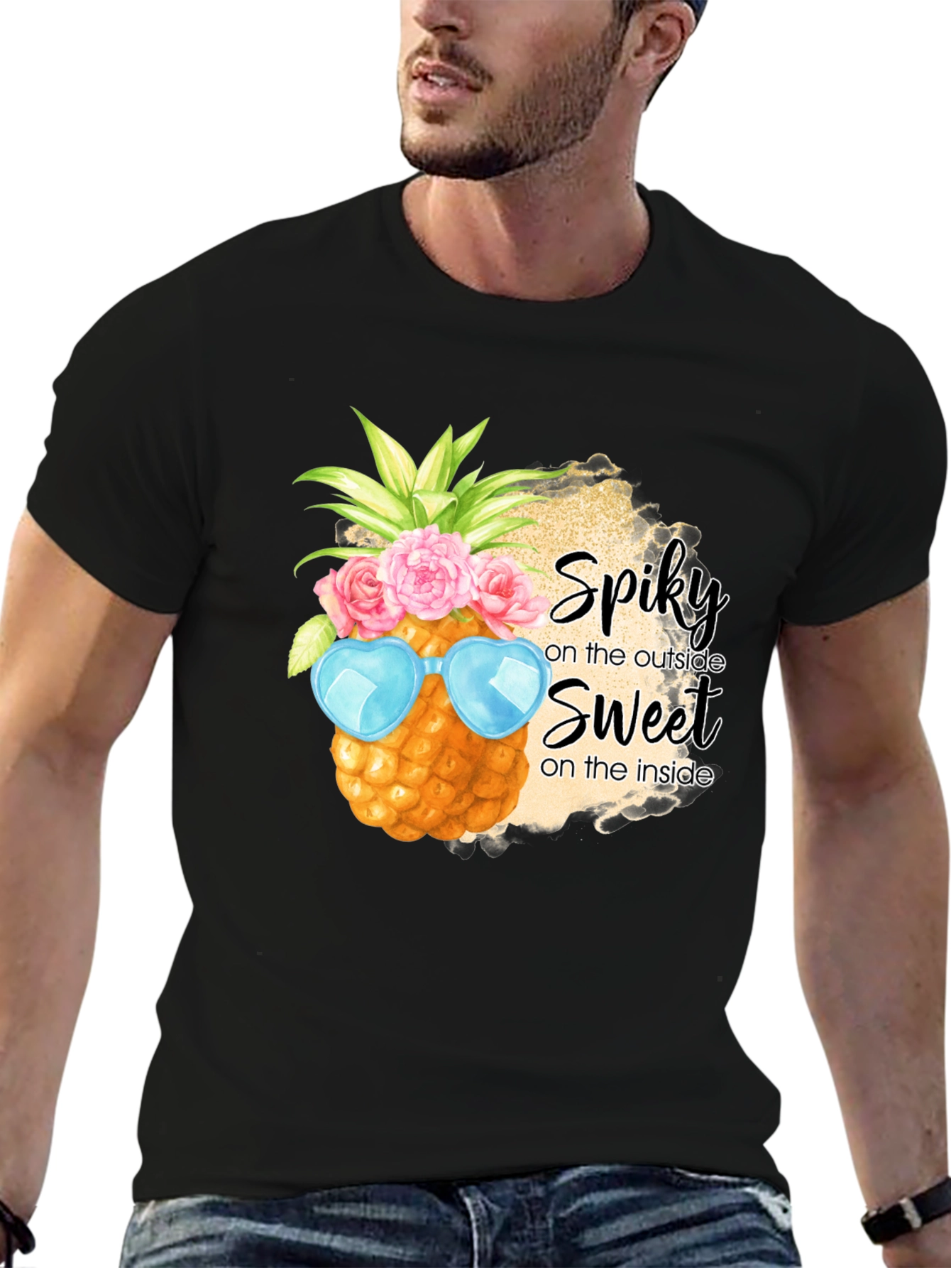 Spiky Sweet Pineapple Graphic T-Shirt