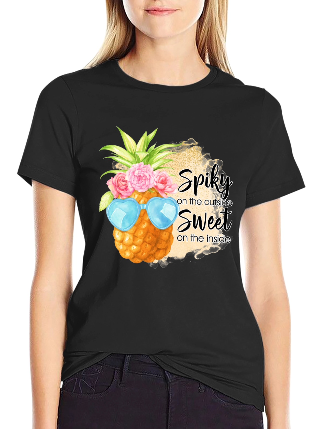 Spiky Sweet Pineapple Graphic T-Shirt