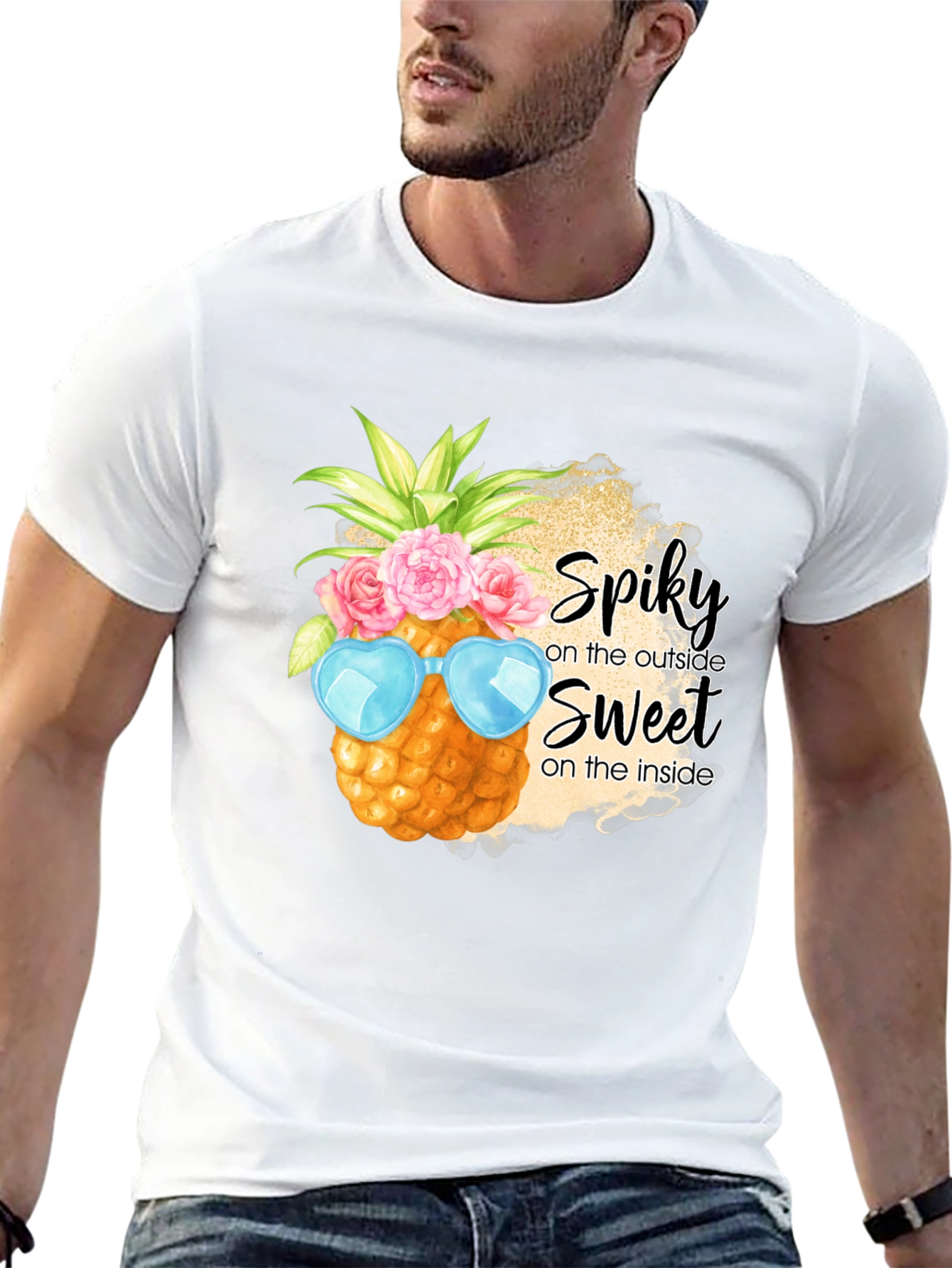 Spiky Sweet Pineapple Graphic T-Shirt