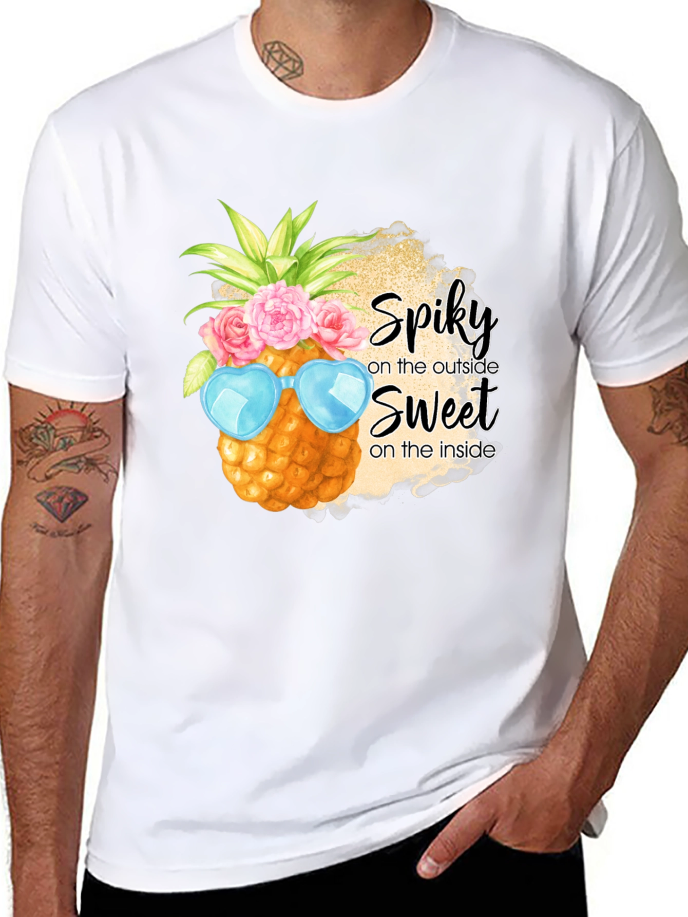 Spiky Sweet Pineapple Graphic T-Shirt