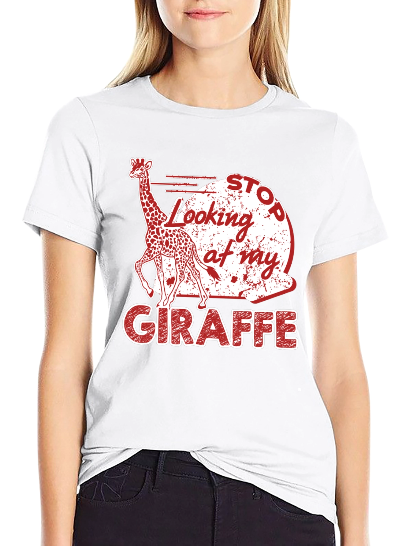 Stop Looking At My Giraffe Graphic T-Shirt