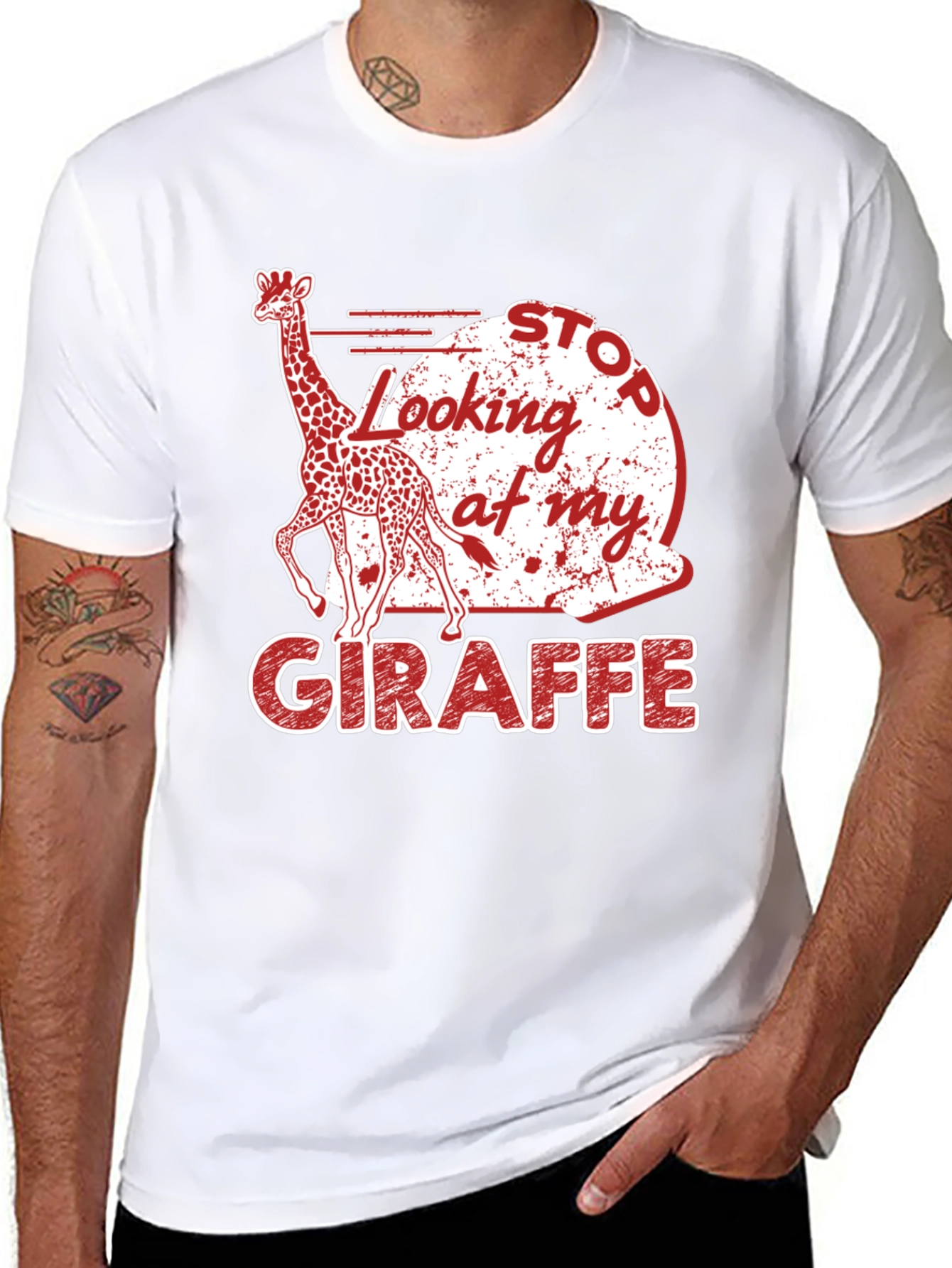 Stop Looking At My Giraffe Graphic T-Shirt