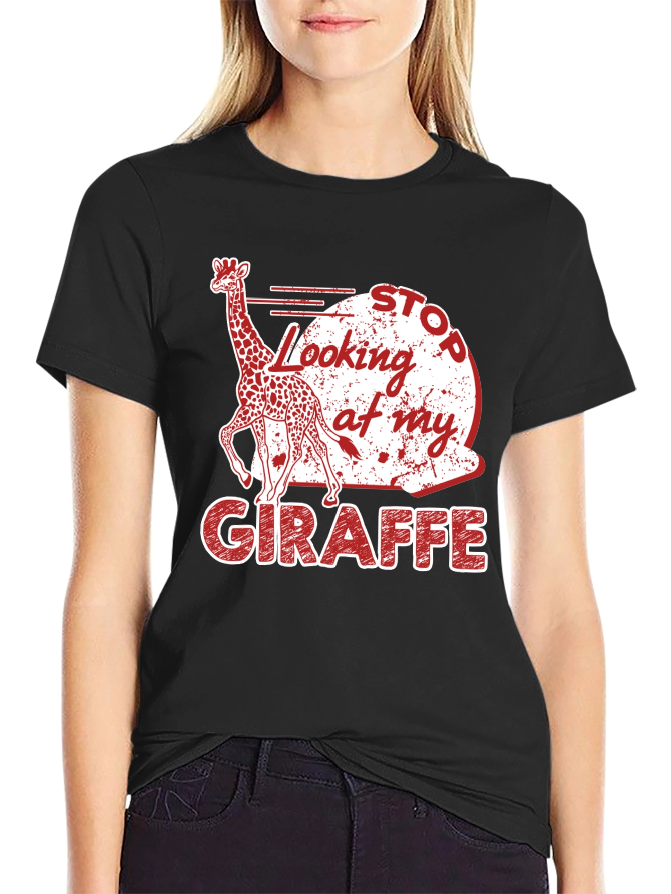 Stop Looking At My Giraffe Graphic T-Shirt