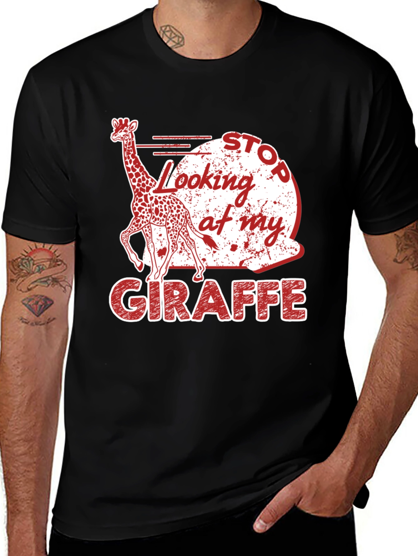 Stop Looking At My Giraffe Graphic T-Shirt