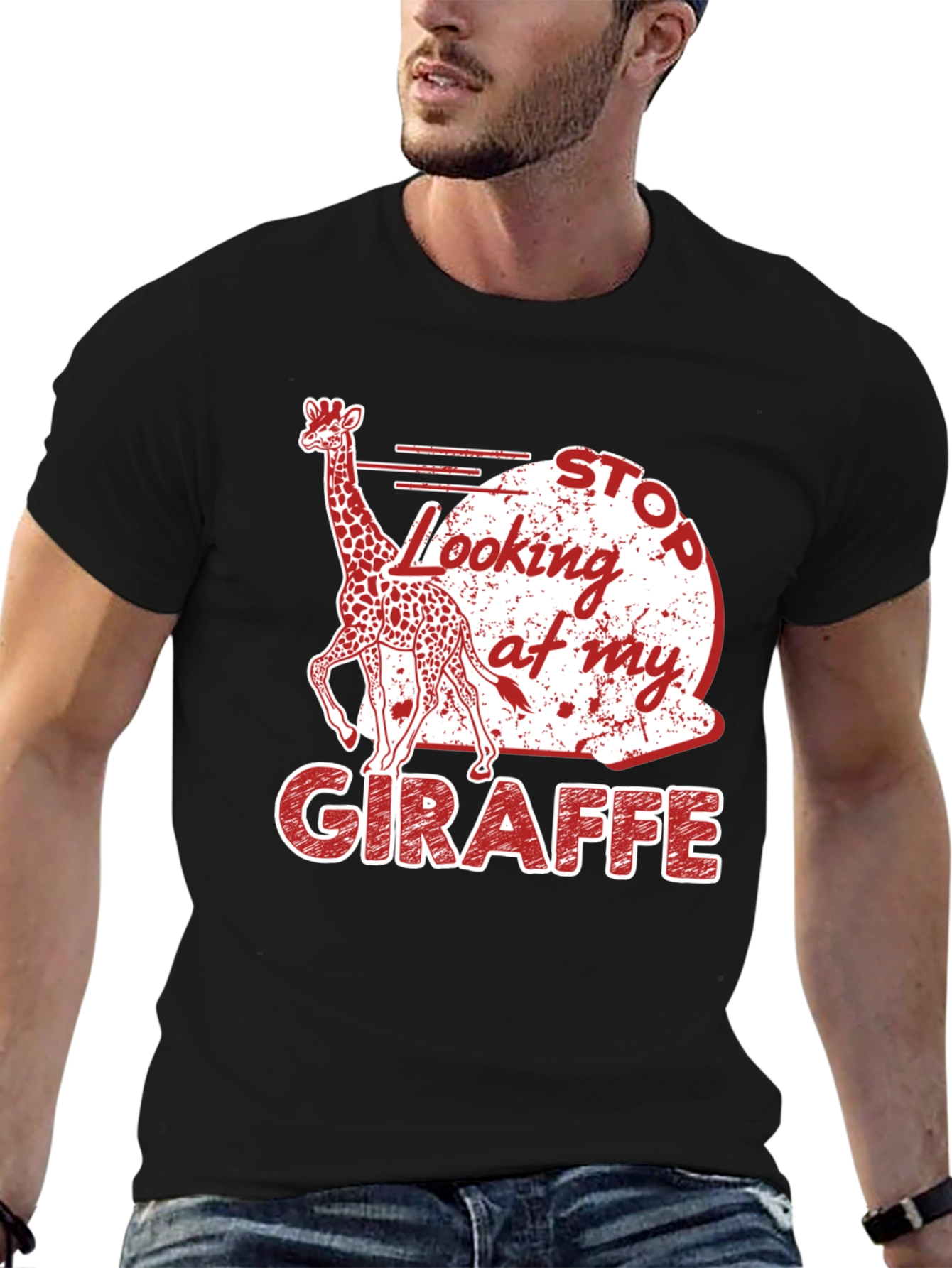 Stop Looking At My Giraffe Graphic T-Shirt