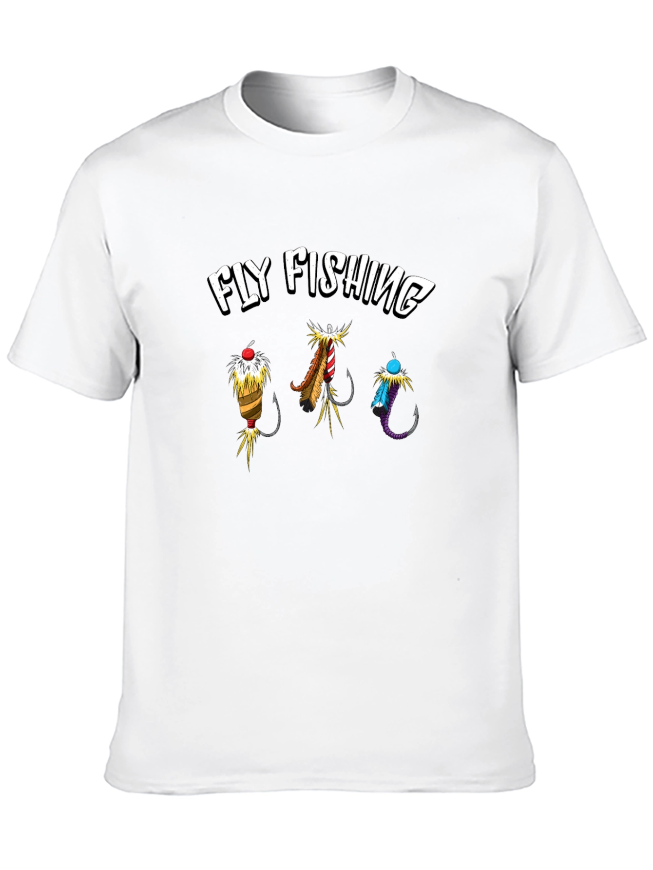 Fly Fishing Graphic Tee - Black Cotton T-Shirt