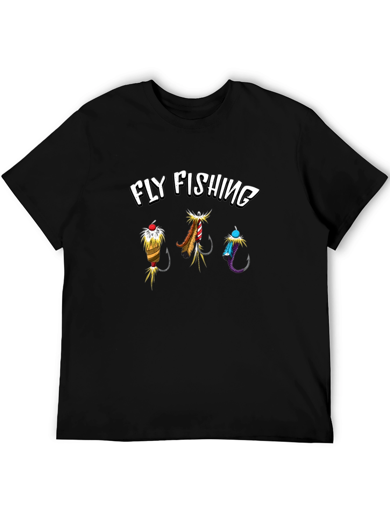 Fly Fishing Graphic Tee - Black Cotton T-Shirt