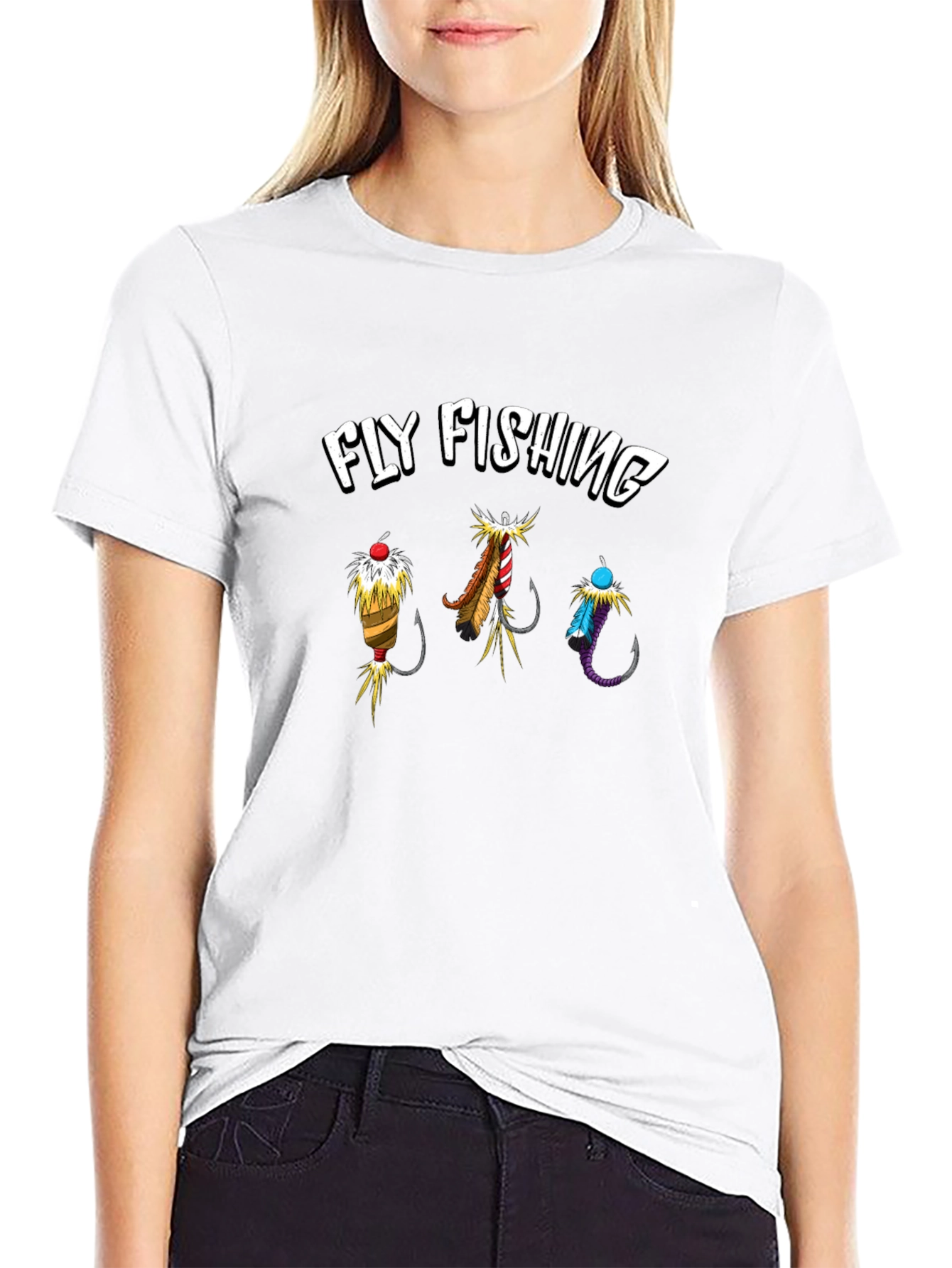 Fly Fishing Graphic Tee - Black Cotton T-Shirt