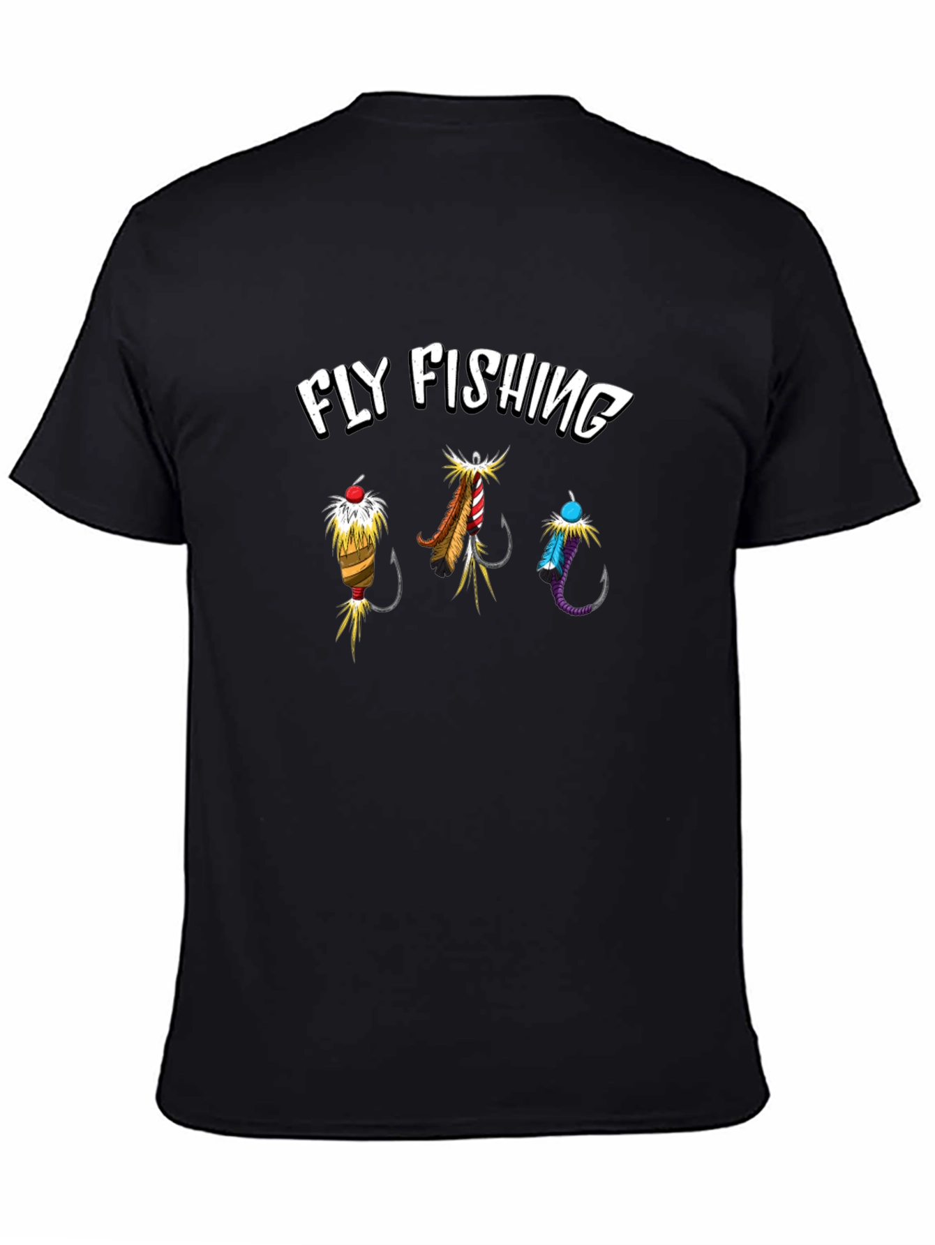 Fly Fishing Graphic Tee - Black Cotton T-Shirt