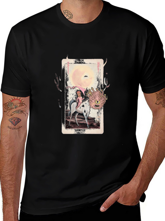 Unique Graphic Print Mens Black T-Shirt