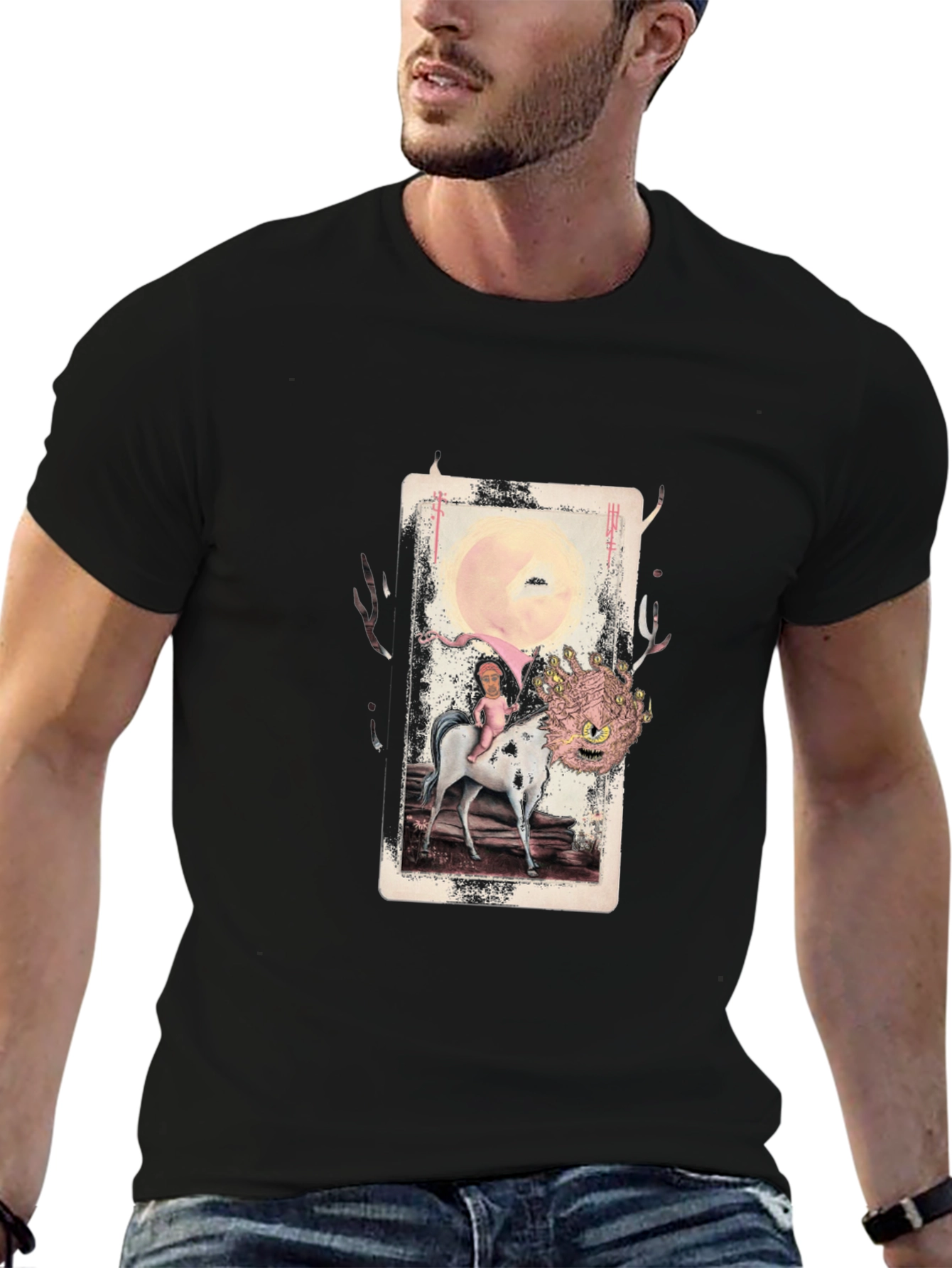 Unique Graphic Print Mens Black T-Shirt