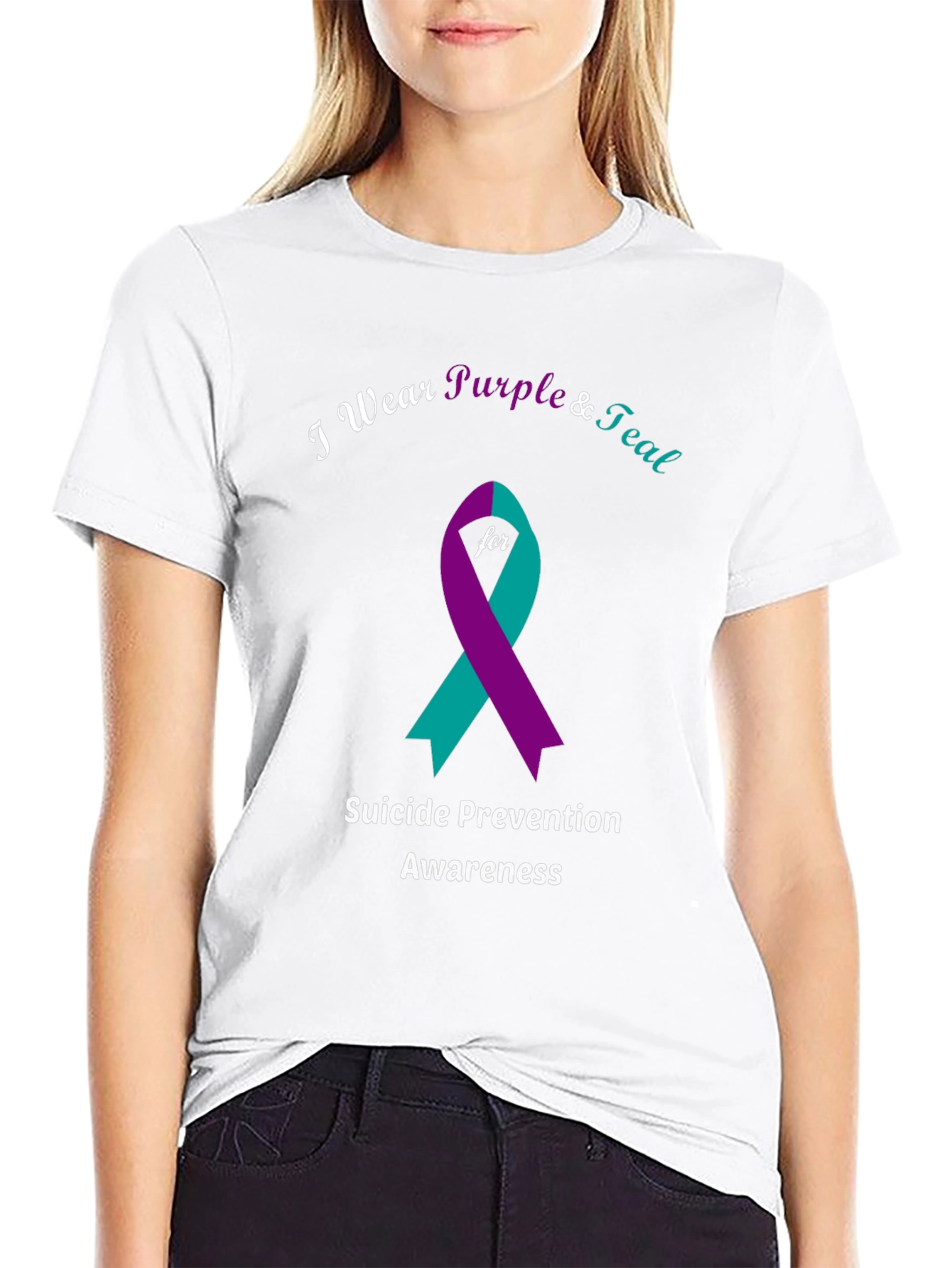 Suicide Prevention Awareness T-Shirt: Purple & Teal Ribbon Tee