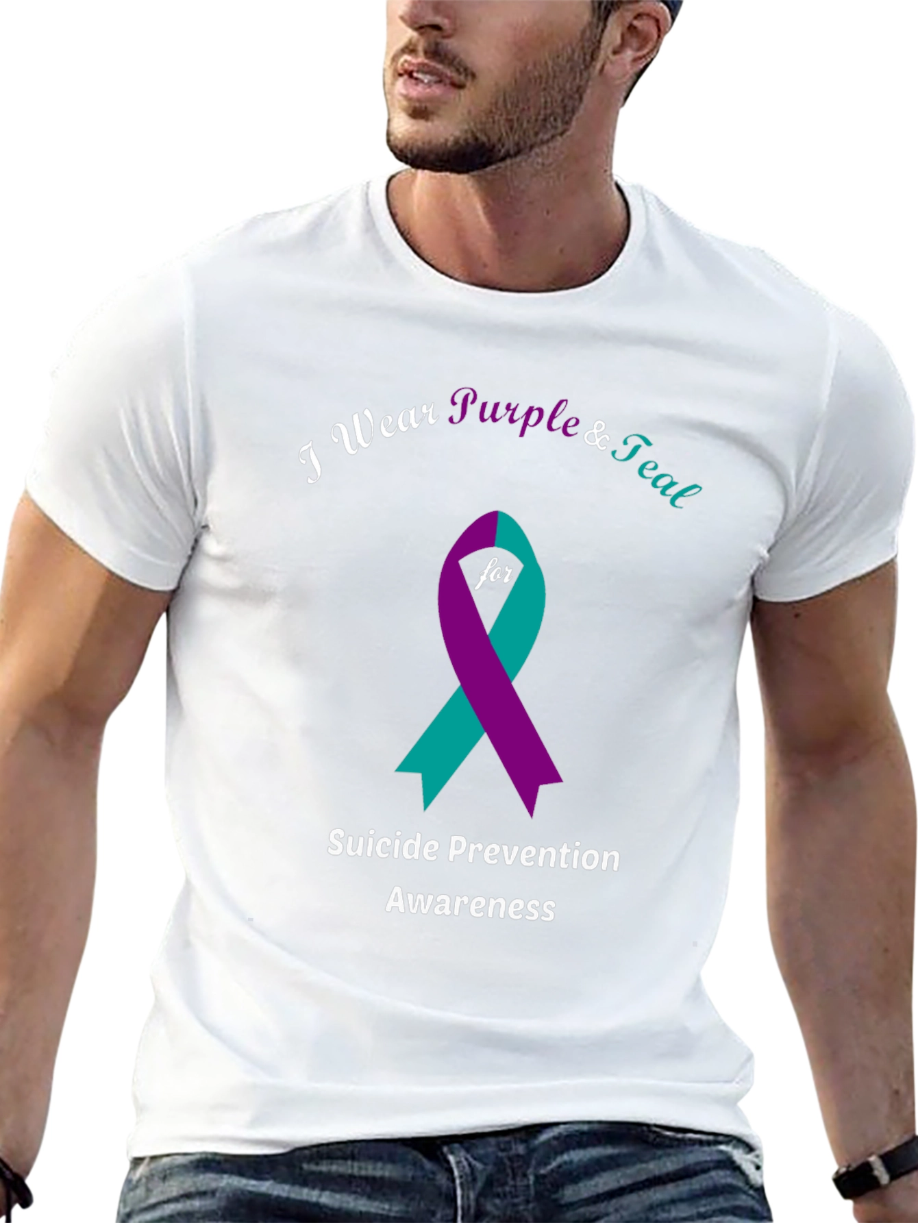Suicide Prevention Awareness T-Shirt: Purple & Teal Ribbon Tee