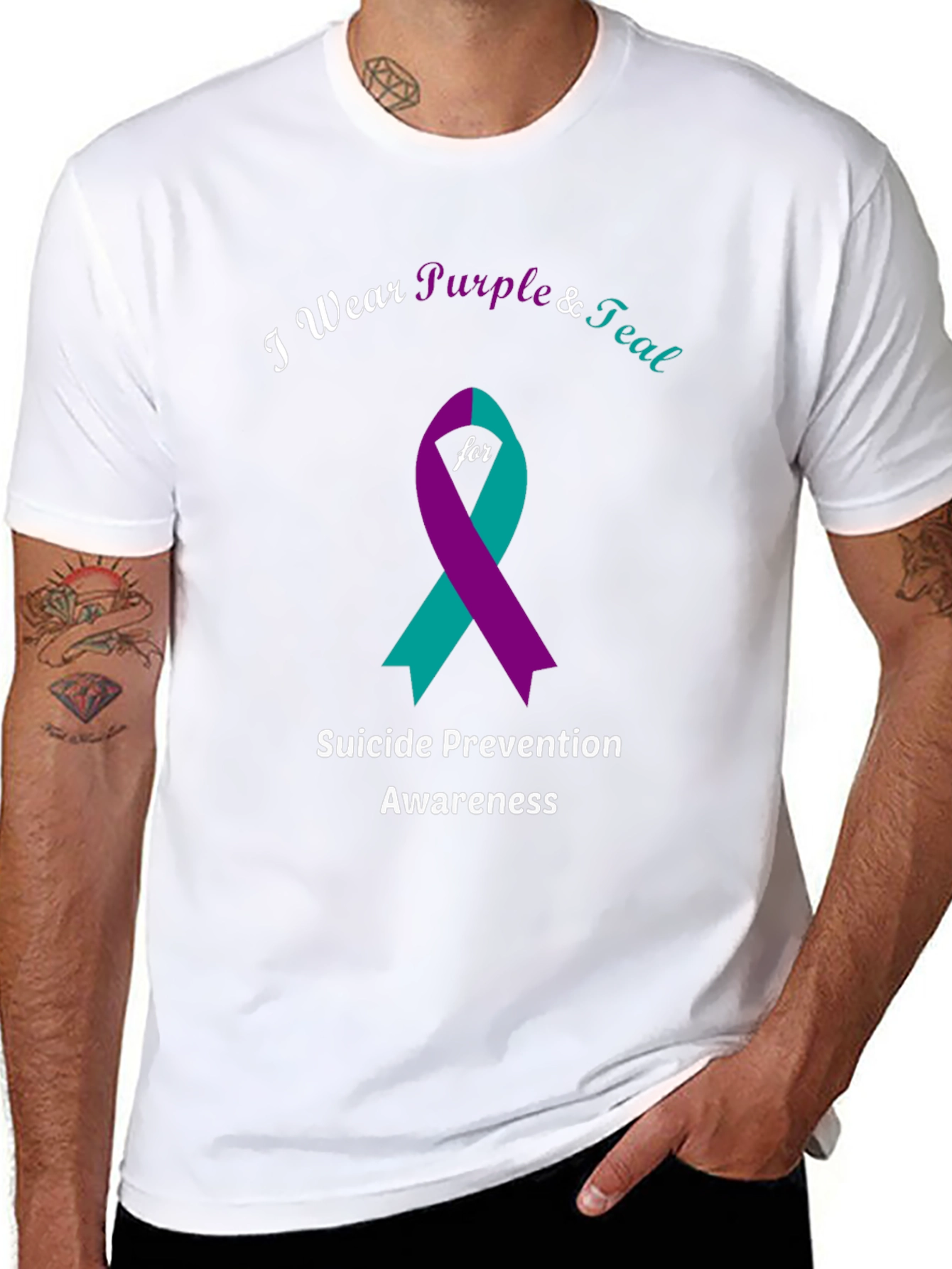 Suicide Prevention Awareness T-Shirt: Purple & Teal Ribbon Tee
