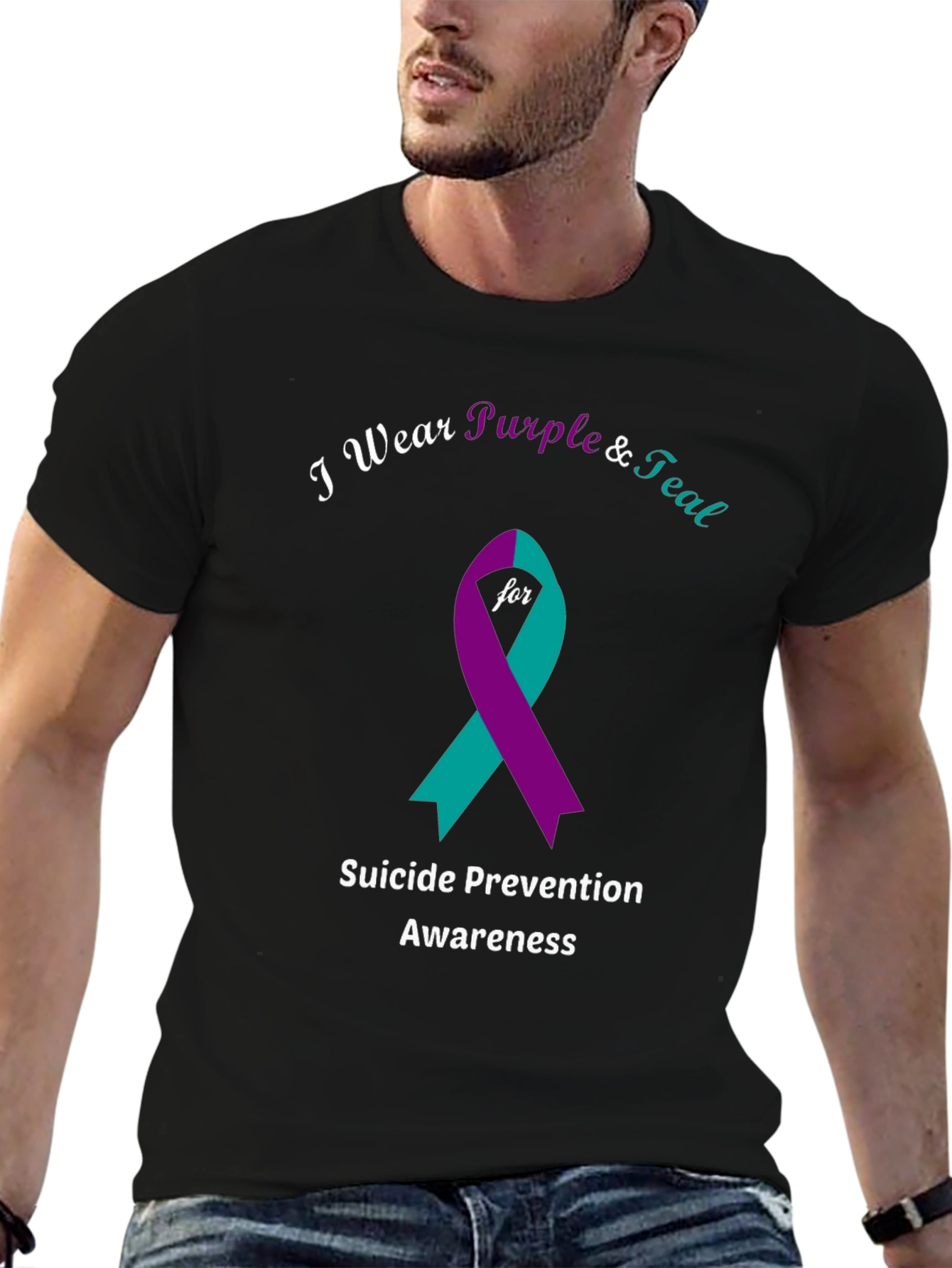 Suicide Prevention Awareness T-Shirt: Purple & Teal Ribbon Tee