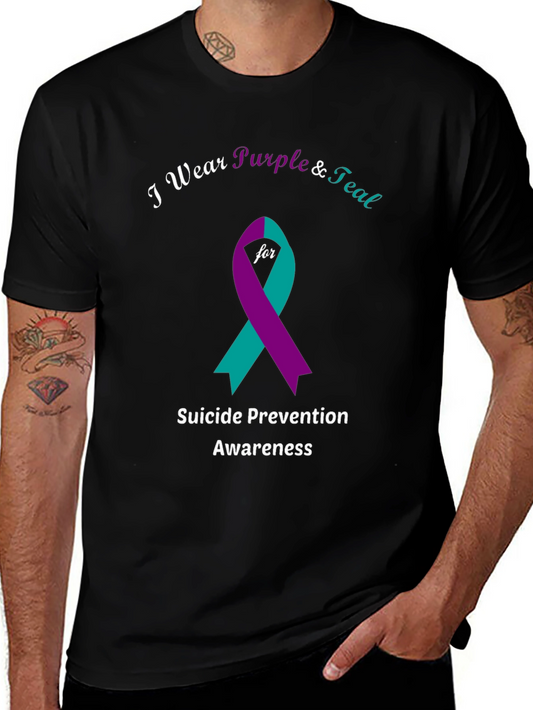 Suicide Prevention Awareness T-Shirt: Purple & Teal Ribbon Tee