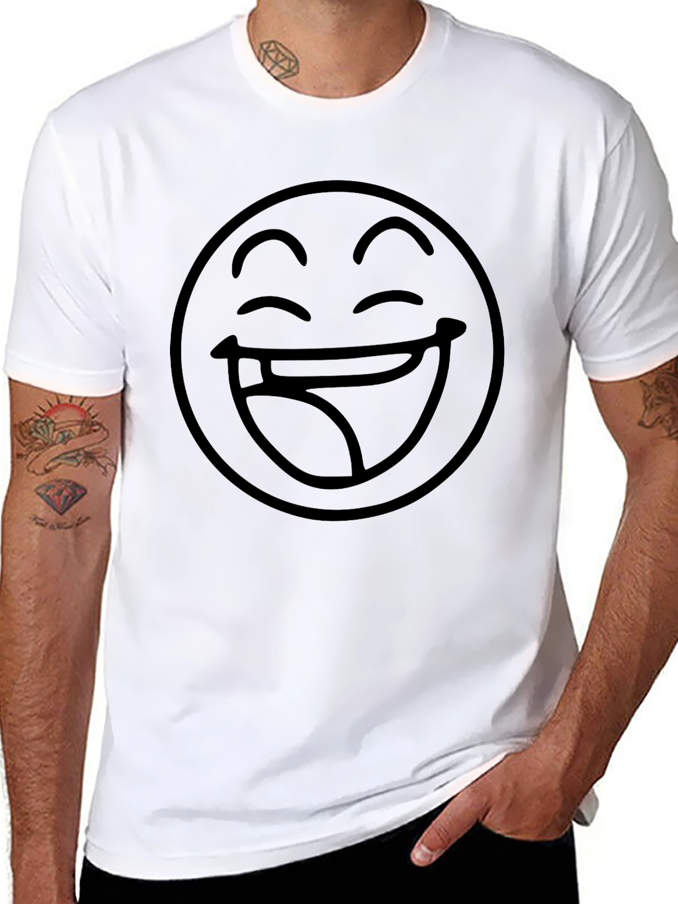 Laughing Emoji Black T-Shirt Casual Wear