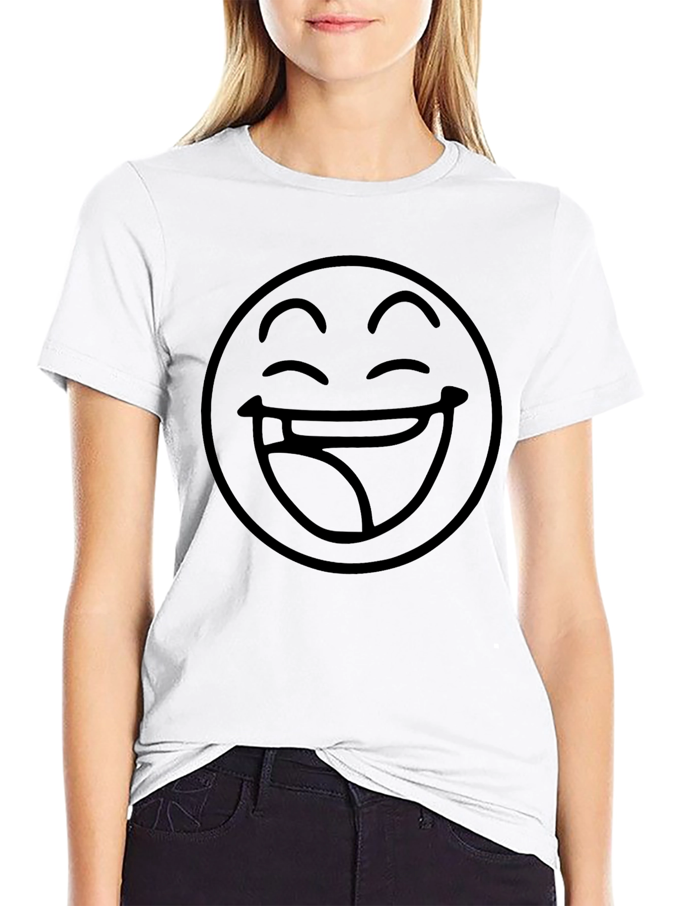 Laughing Emoji Black T-Shirt Casual Wear