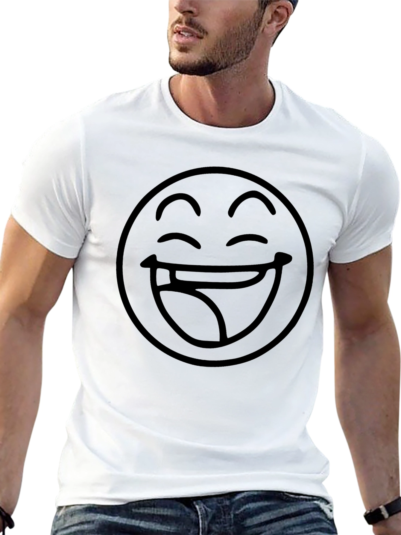 Laughing Emoji Black T-Shirt Casual Wear