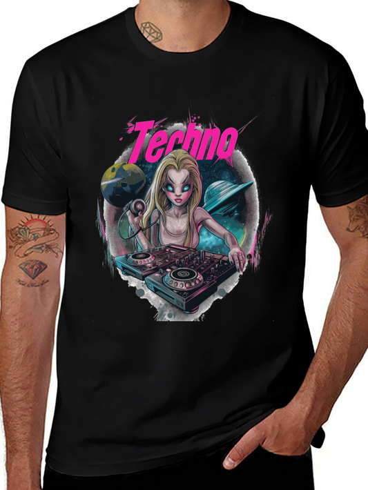 Techno DJ Graphic T-Shirt - EDM Rave Style