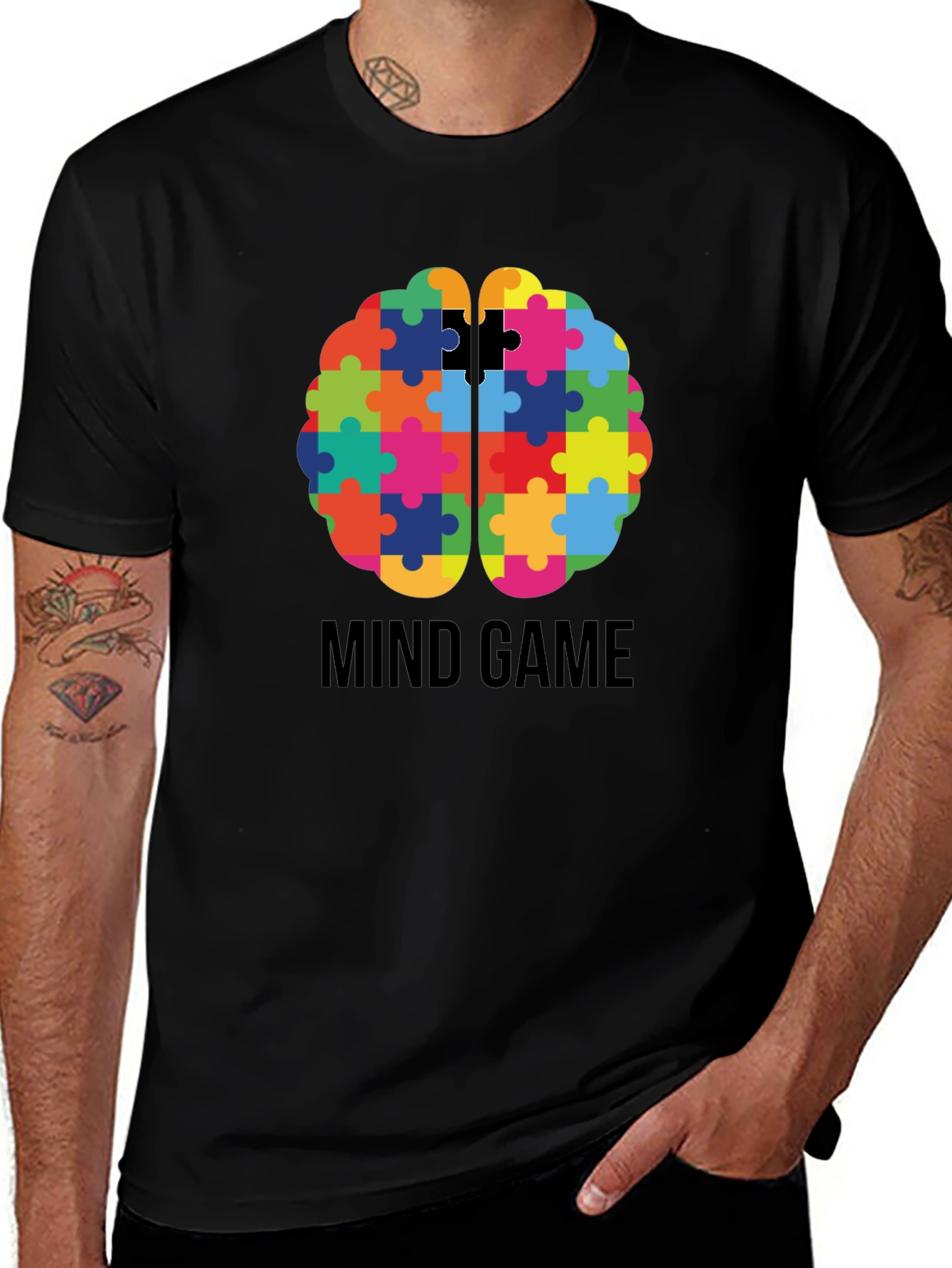 Mind Game Puzzle Brain Graphic T-Shirt