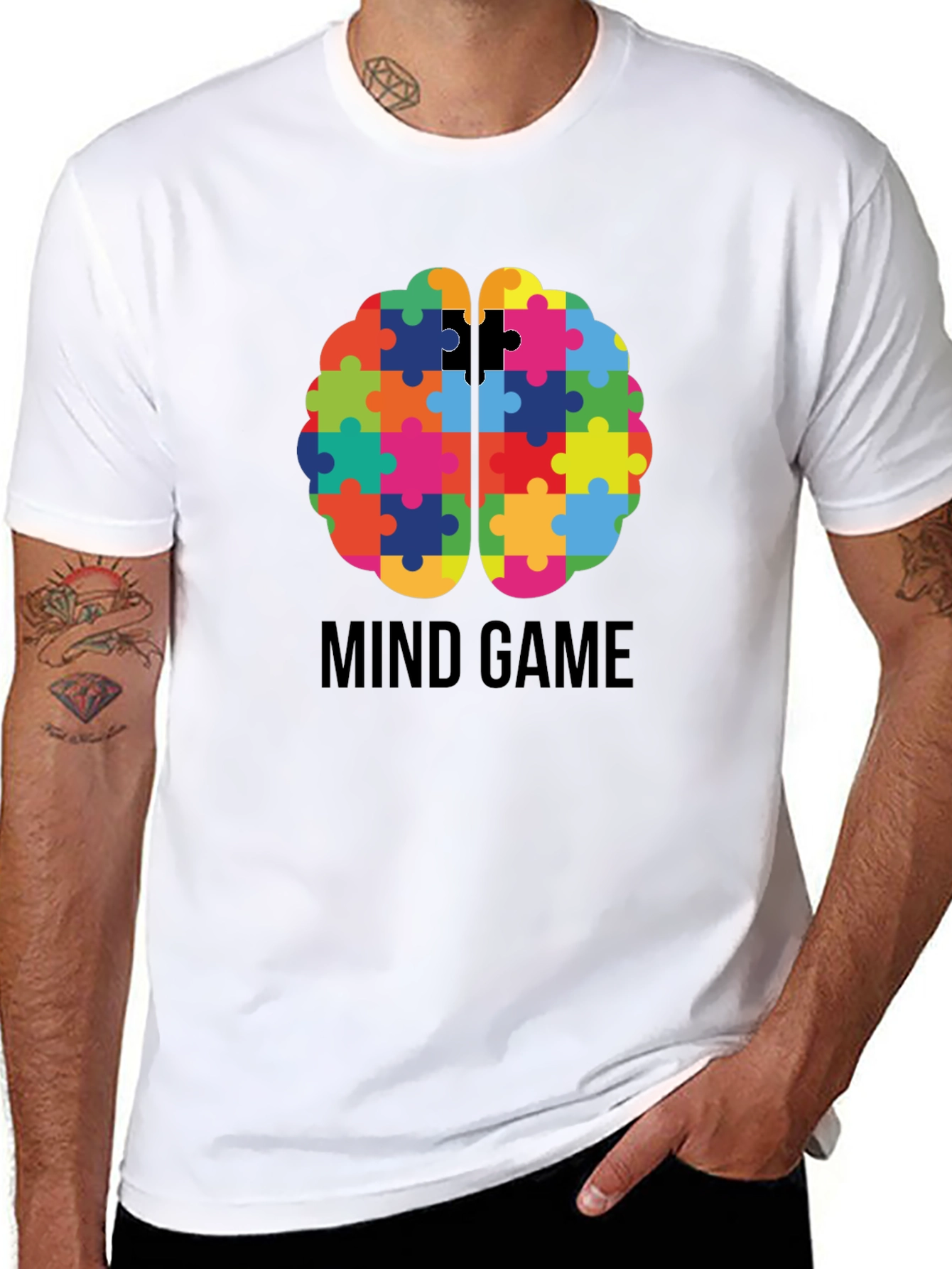 Mind Game Puzzle Brain Graphic T-Shirt