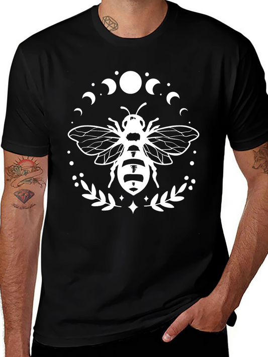 Moon Phase Honey Bee Graphic Tee - Black