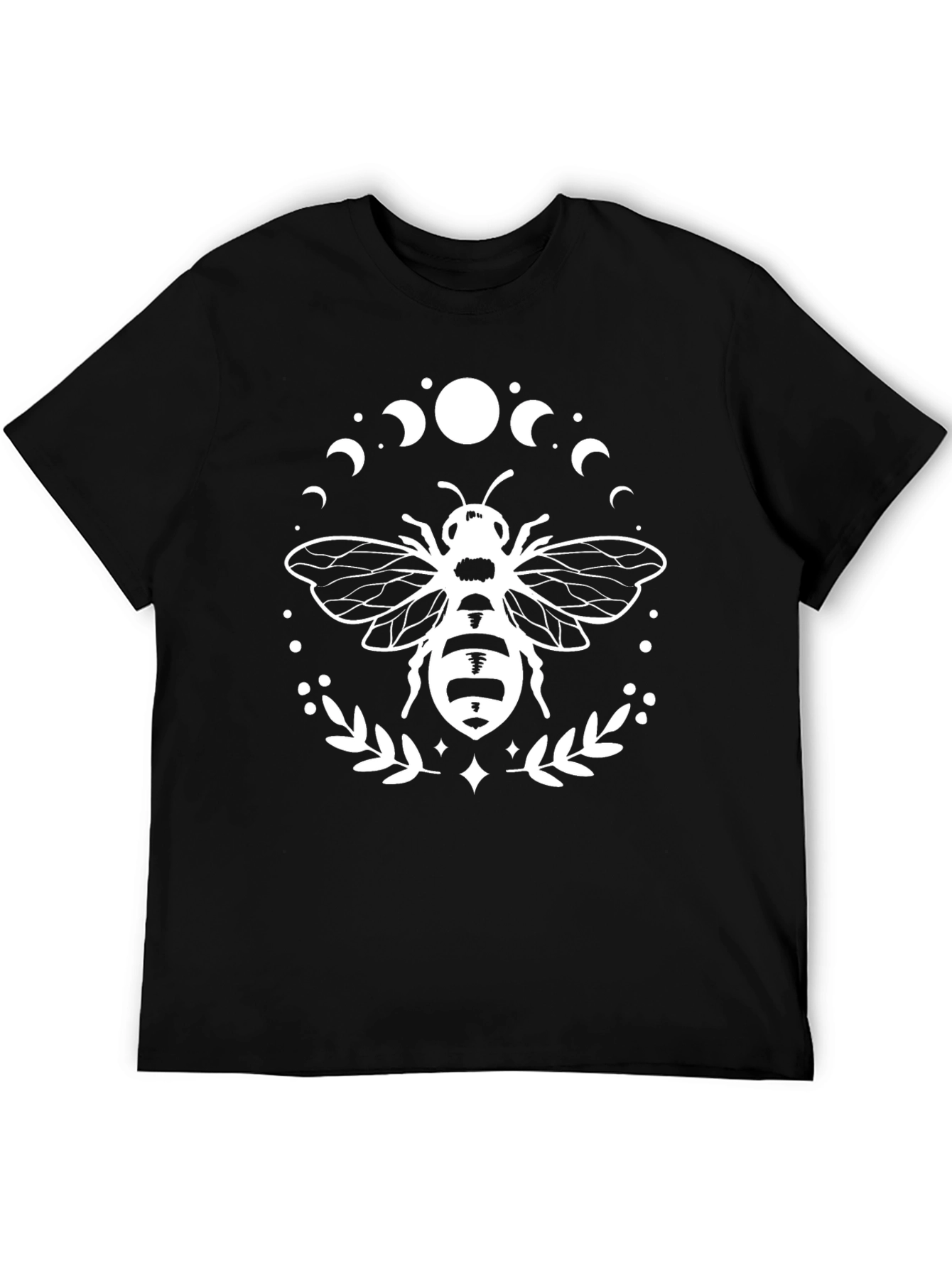 Moon Phase Honey Bee Graphic Tee - Black