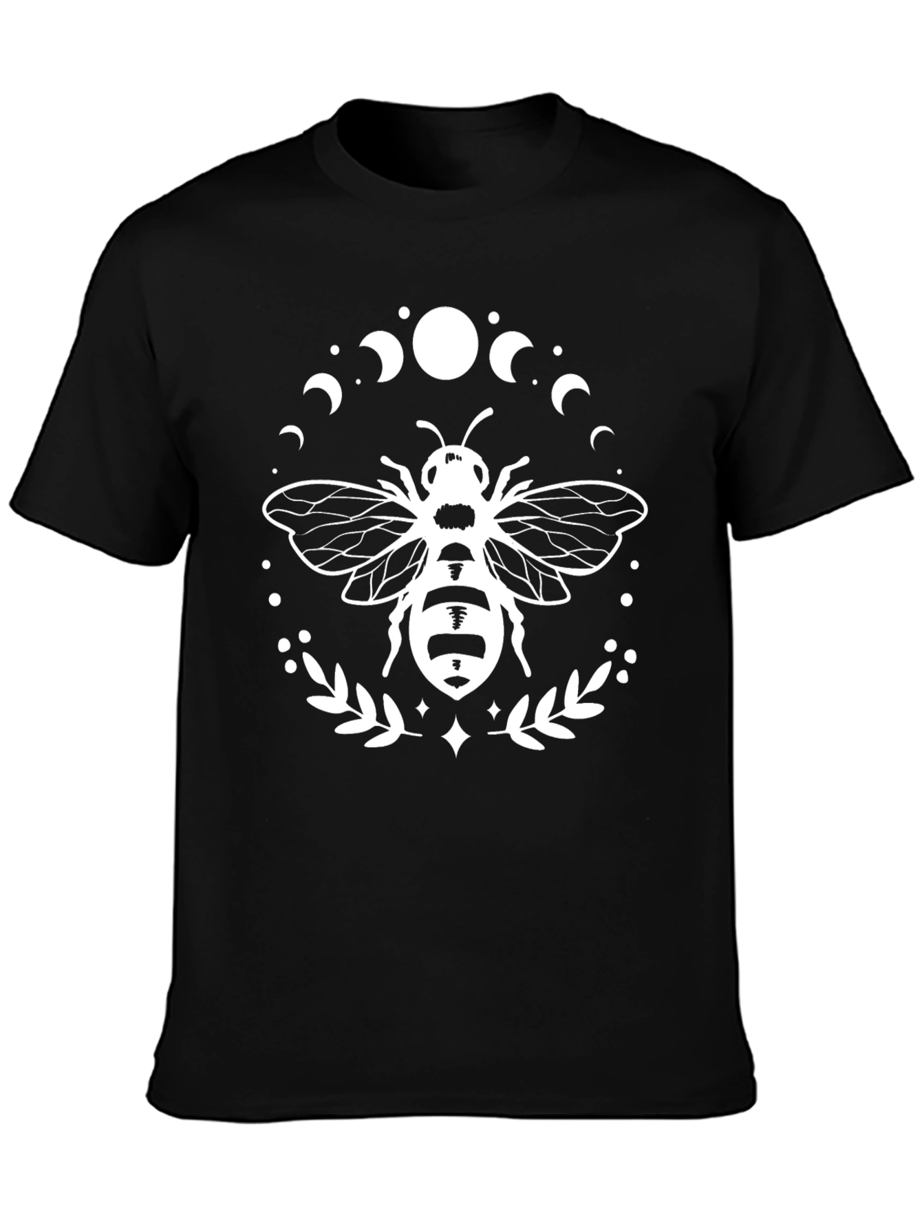 Moon Phase Honey Bee Graphic Tee - Black
