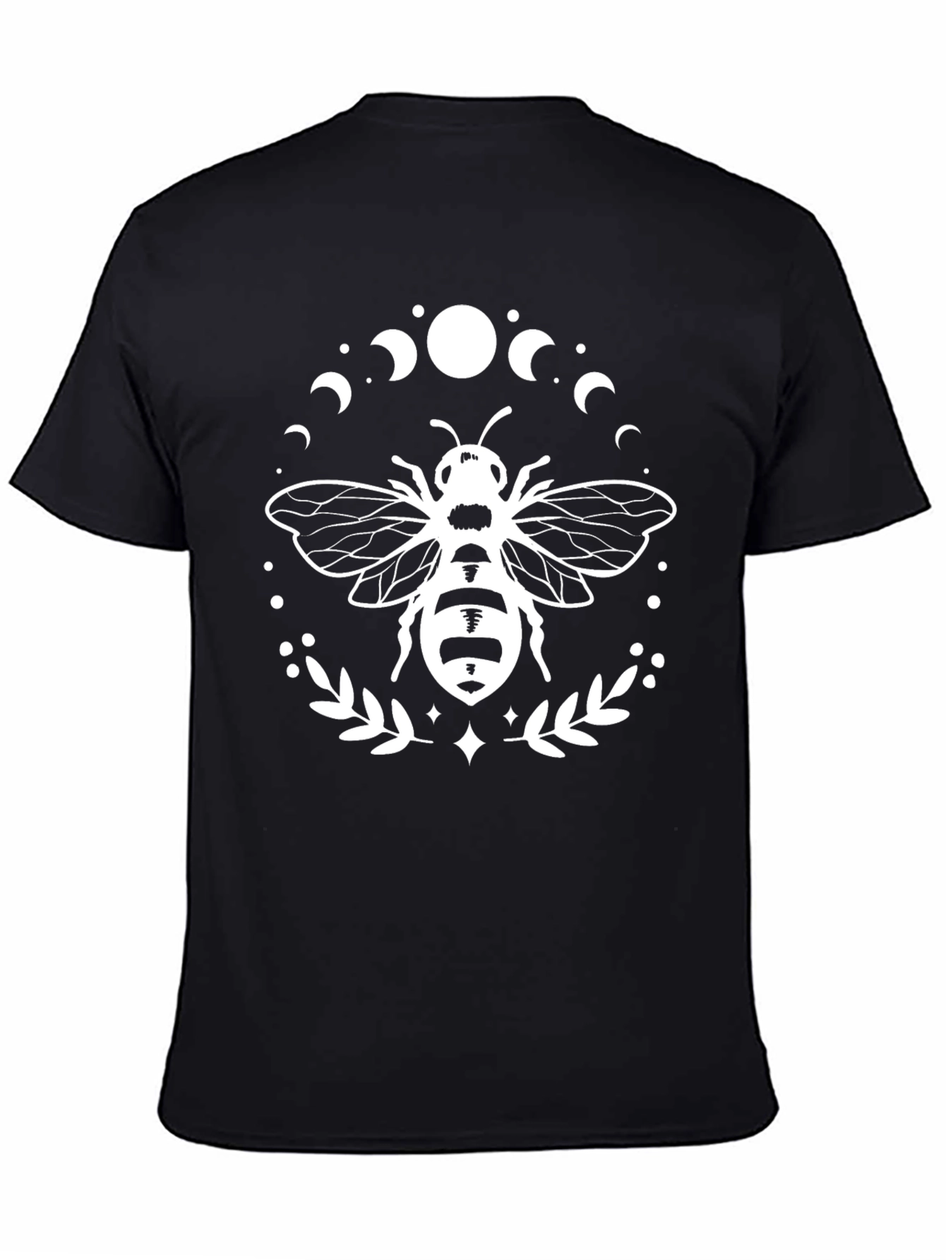 Moon Phase Honey Bee Graphic Tee - Black