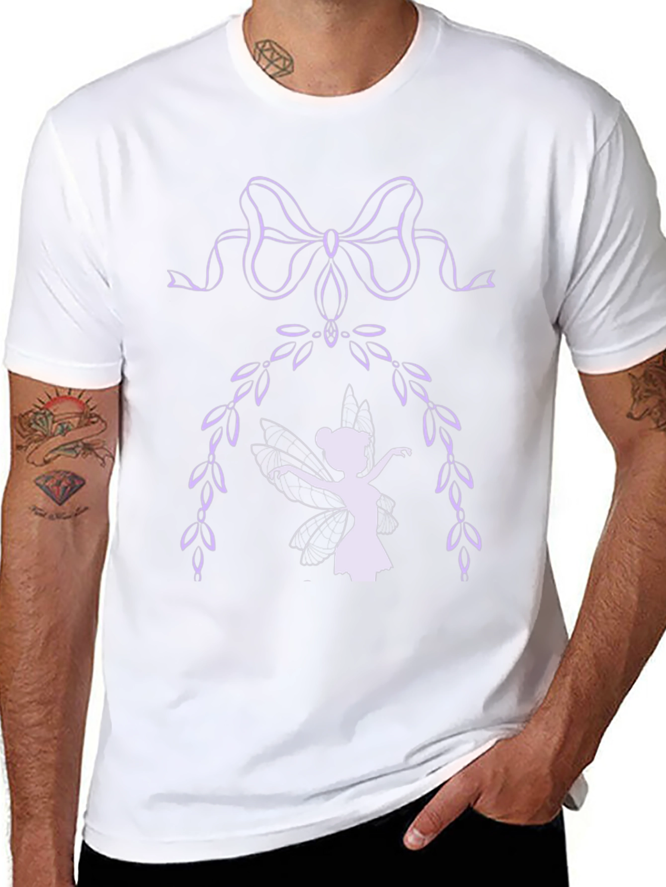 Whimsical Fairy Graphic Tee - Black Cotton Blend