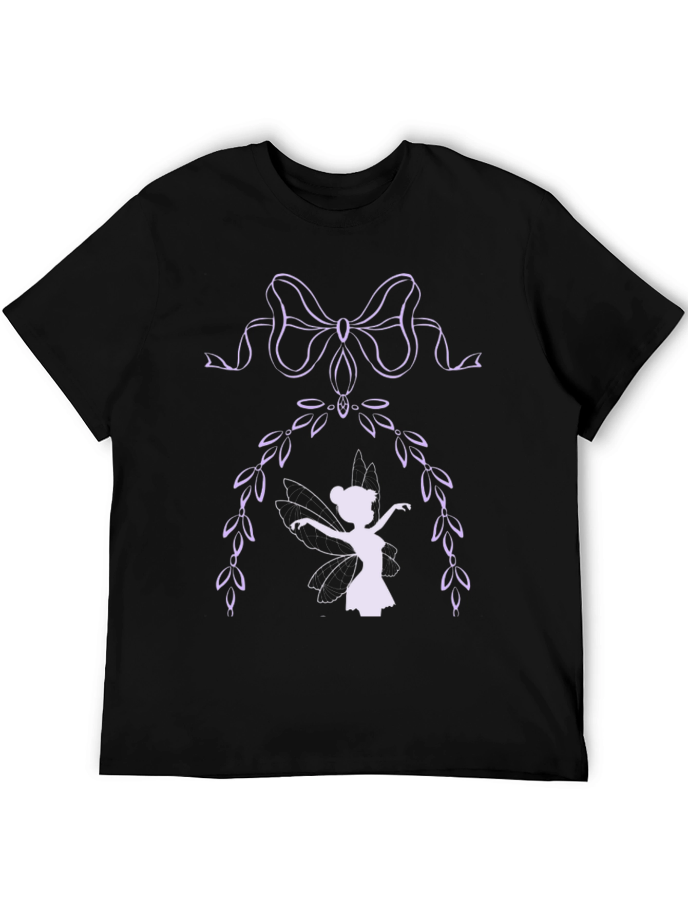 Whimsical Fairy Graphic Tee - Black Cotton Blend