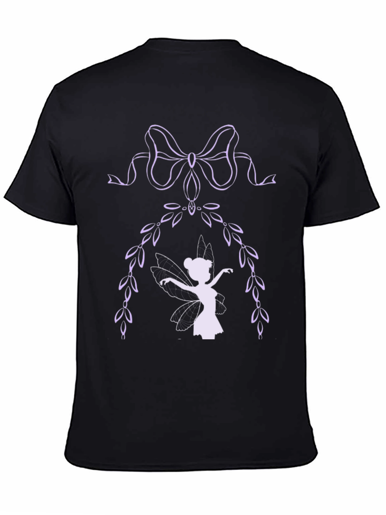 Whimsical Fairy Graphic Tee - Black Cotton Blend