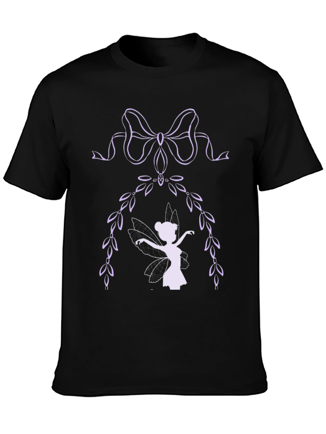 Whimsical Fairy Graphic Tee - Black Cotton Blend