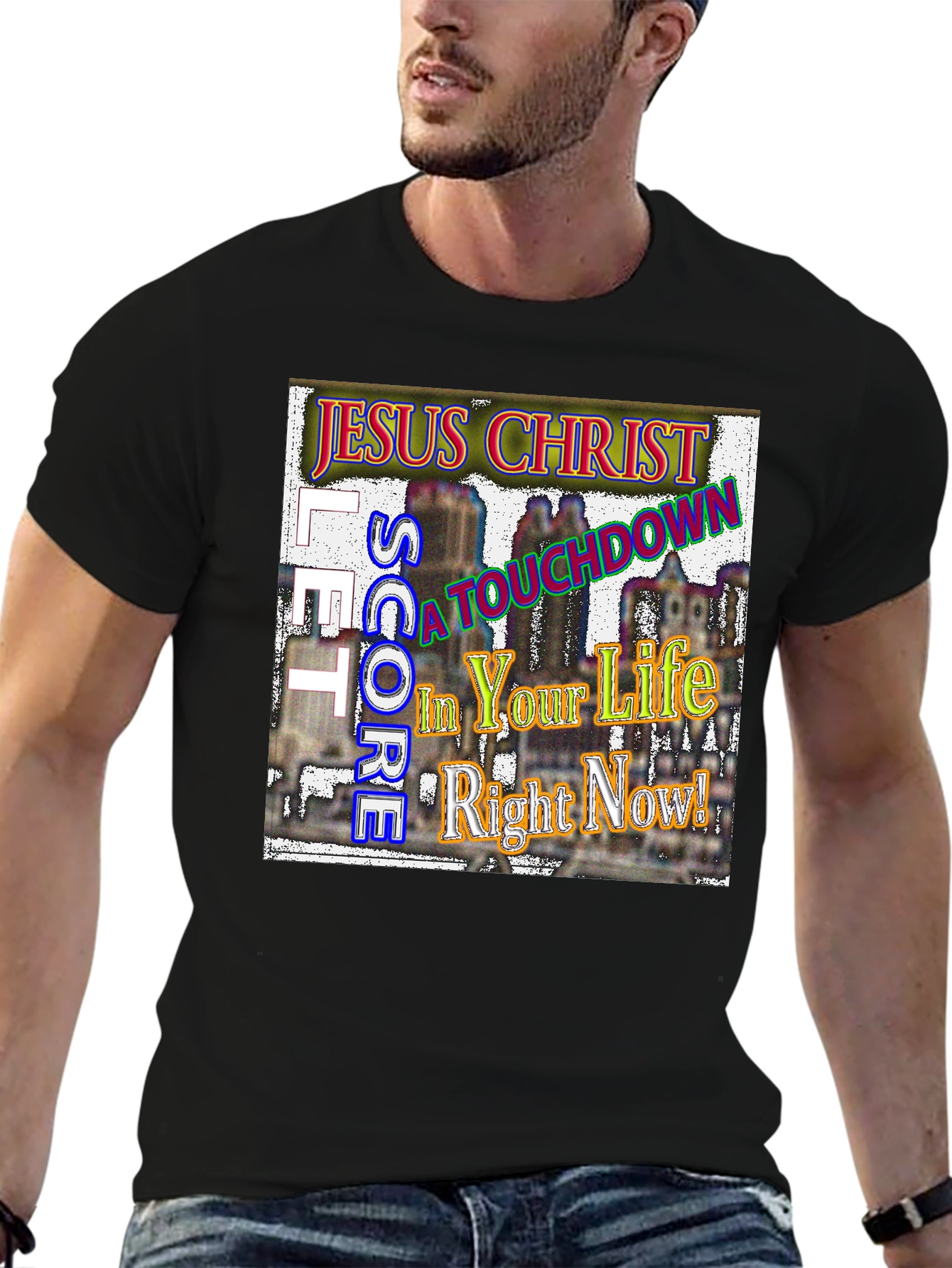 Jesus Christ Touchdown Graphic T-Shirt